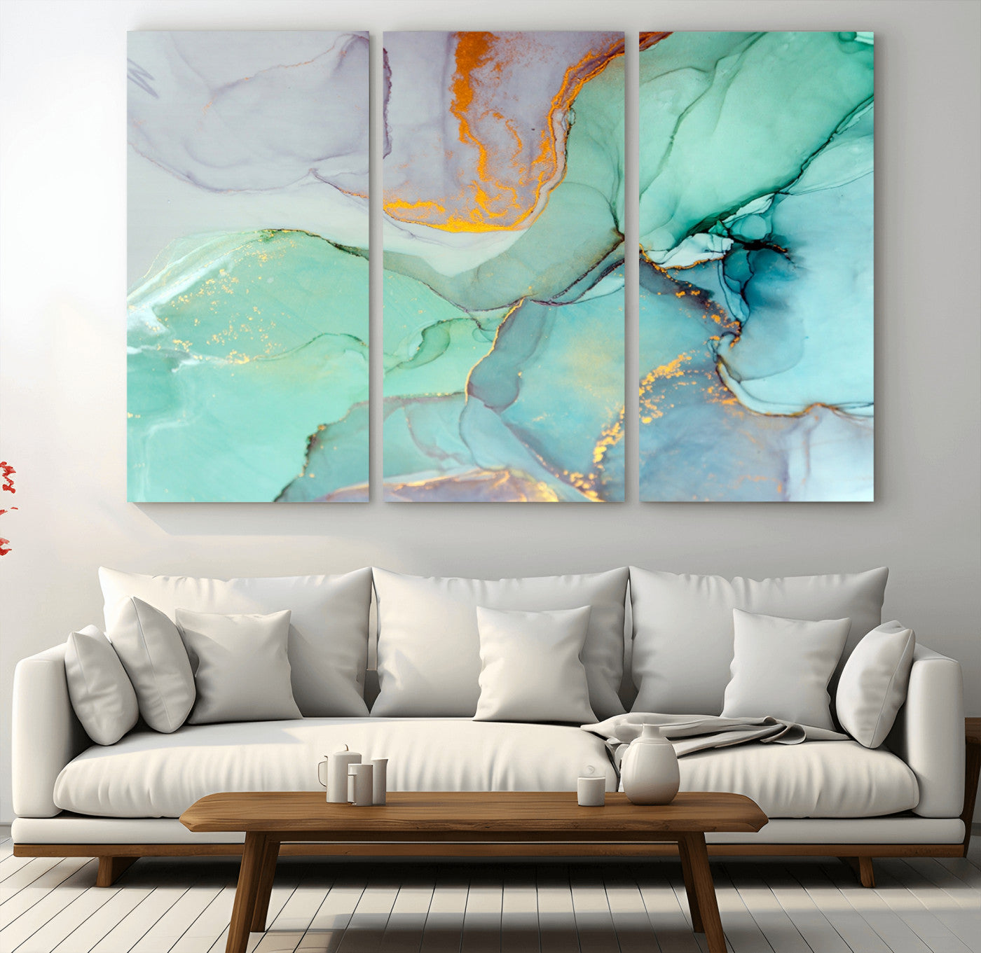 36934-MGV-CV-48X32-3P-Colorful Marble Fluid Effect Canvas Wall Art Print