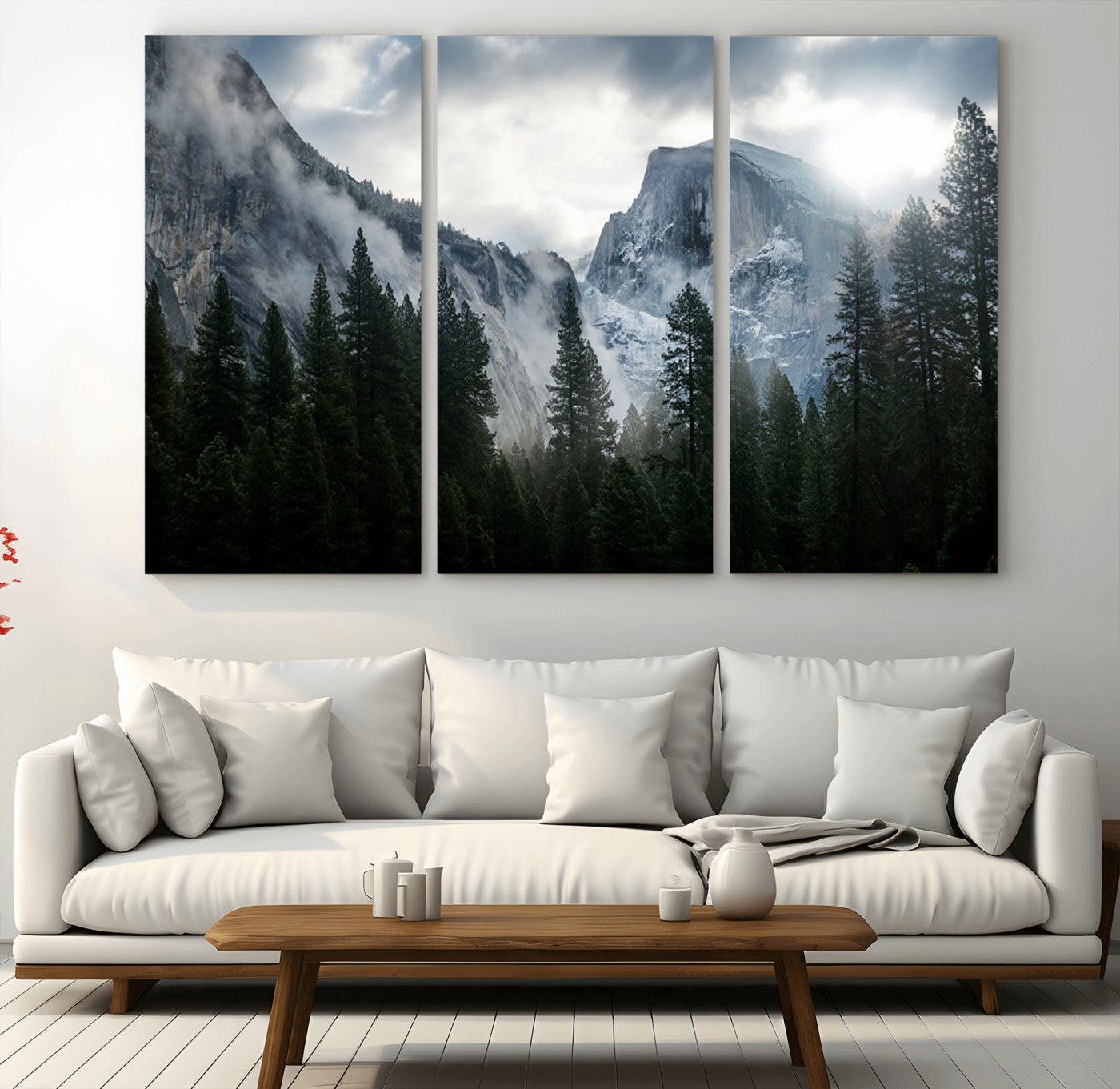 98725-MGV-CV-48X32-3P-Wall Art Foggy Forest Landscape Canvas Print