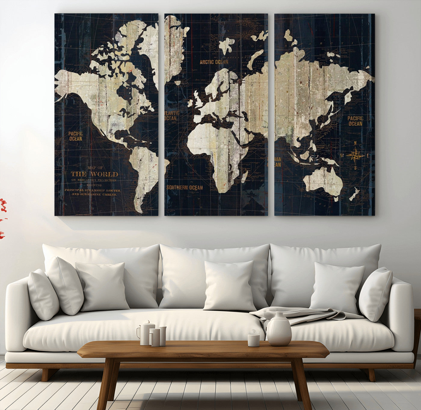 14651-MGV-CV-36X24-Push Pin World Map Canvas Print – Framed Wall Art for Couples to Track Their Travels – Anniversary Gift or Home Adventure Decor