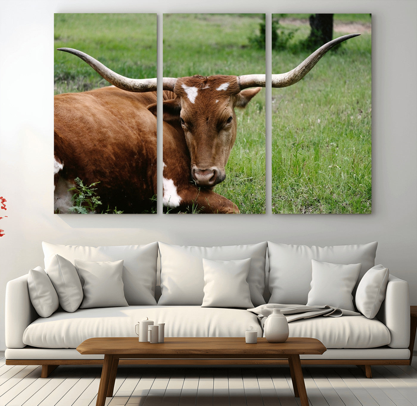 45997-MGV-CV-36X24-Longhorn Cow Animal Wall Art Canvas Print