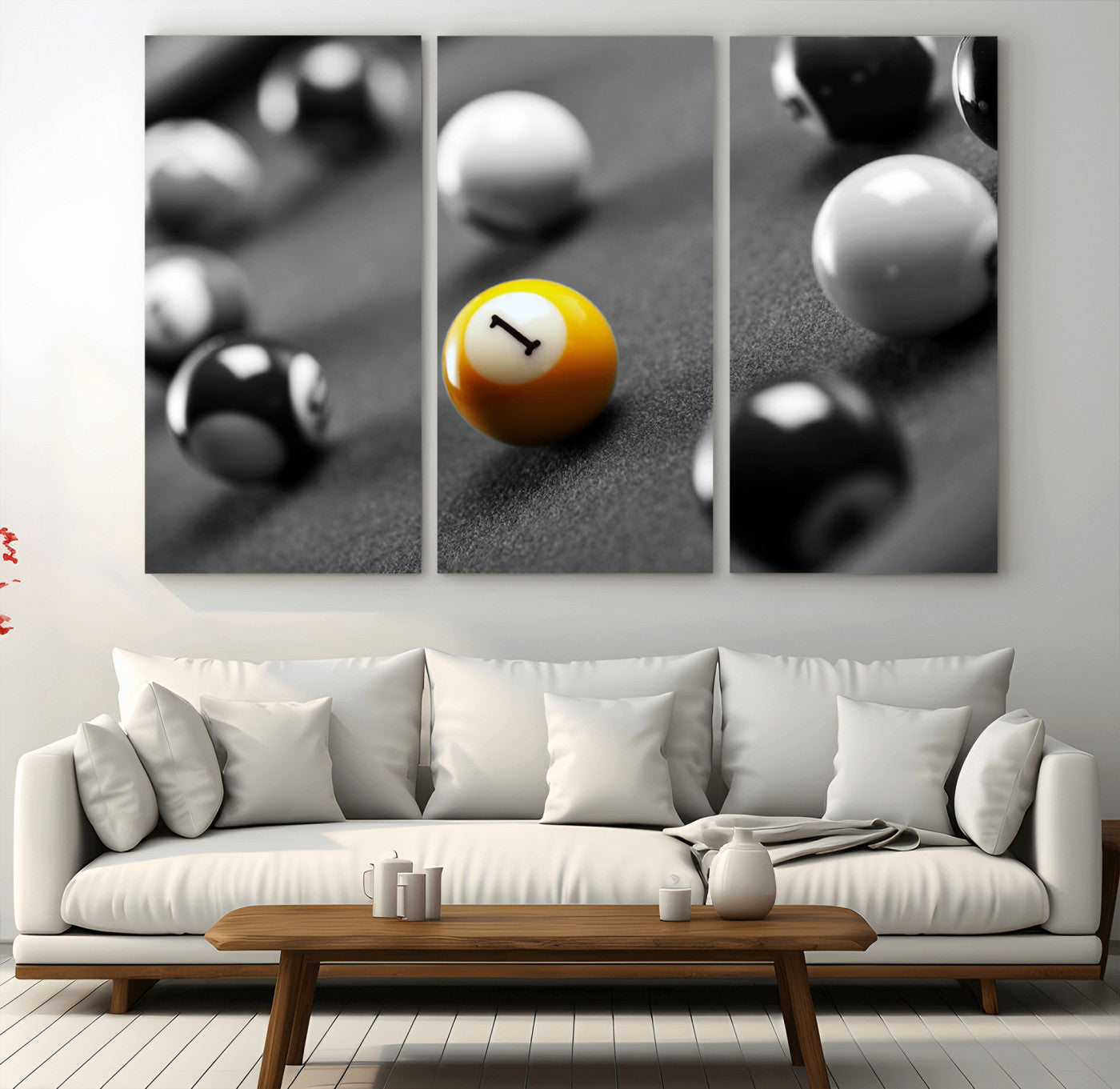 -Wall Art Pool Table and Balls Canvas Print