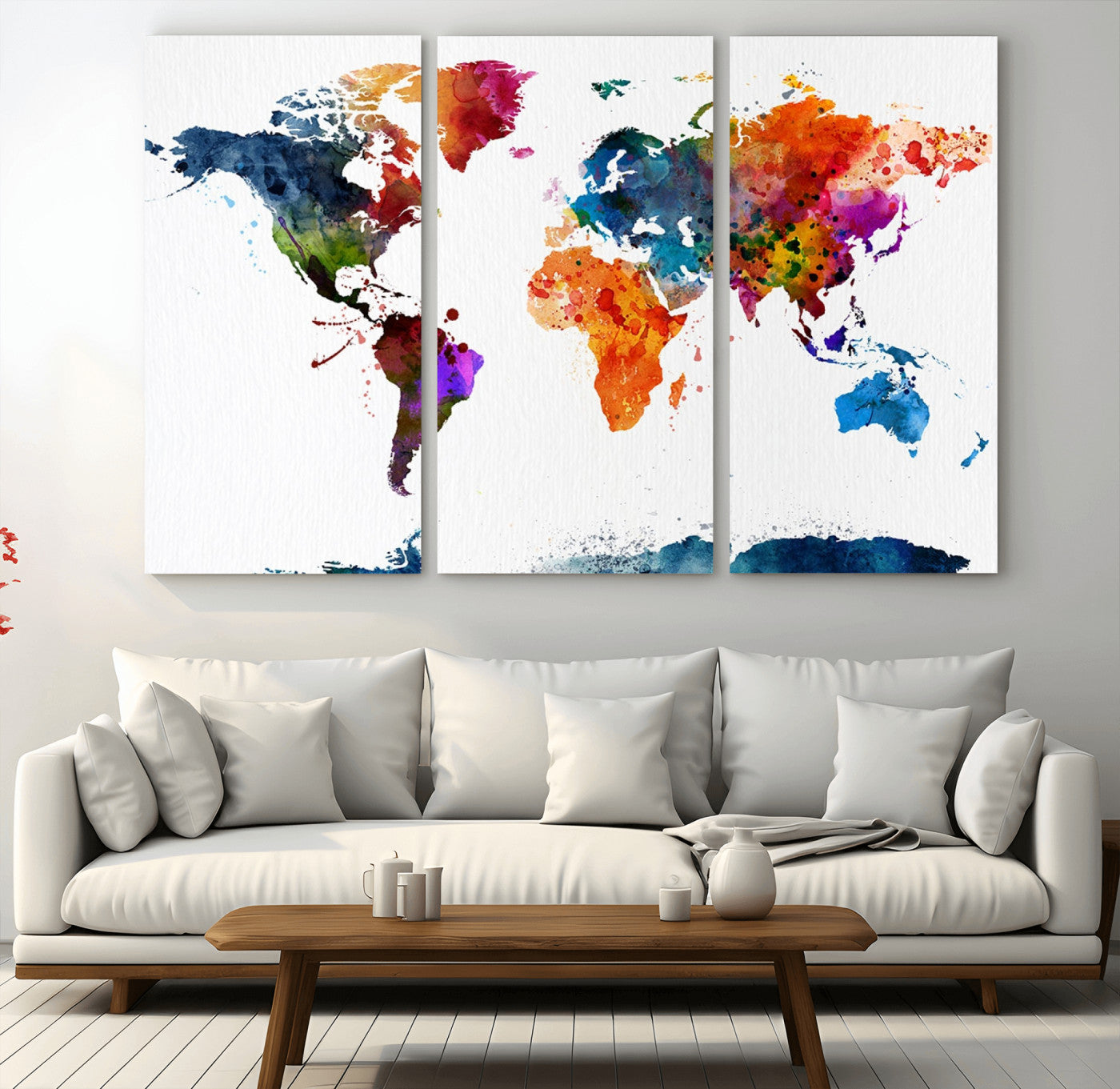 MGV-CV-48X32-3P - Push Pin World Map Canvas Print – Framed Wall Art for Couples to Track Their Travels – Anniversary