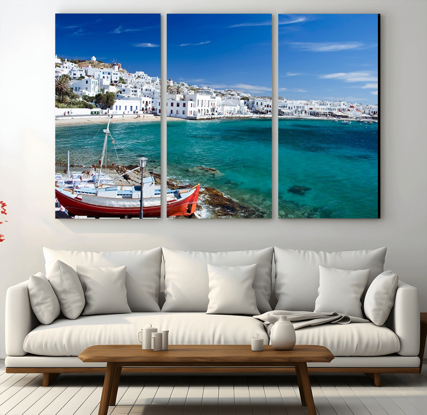 45428-MGV-CV-48X32-3P-Santorini Wall Art Canvas Print