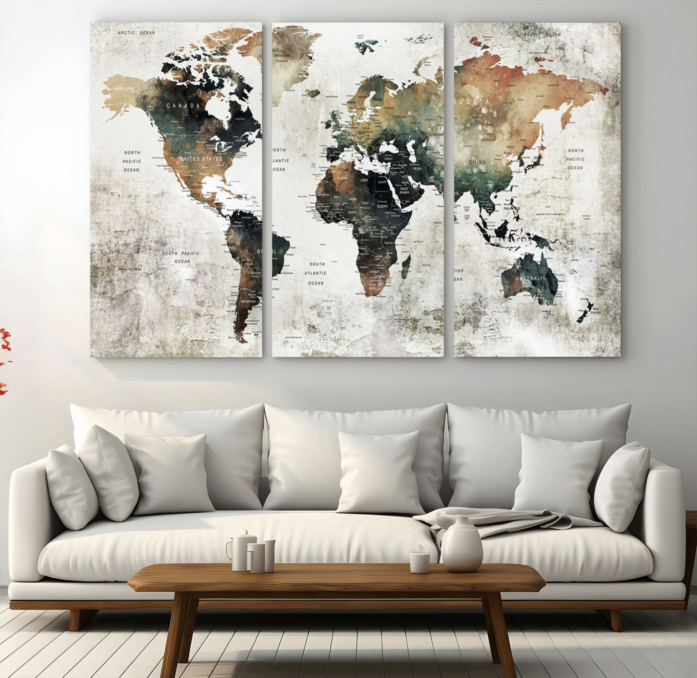 19444-MGV-CV-36X24-Push Pin World Map Canvas Print – Travel Tracker Wall Art for Couples, Perfect Anniversary Gift for Home or Office Decor