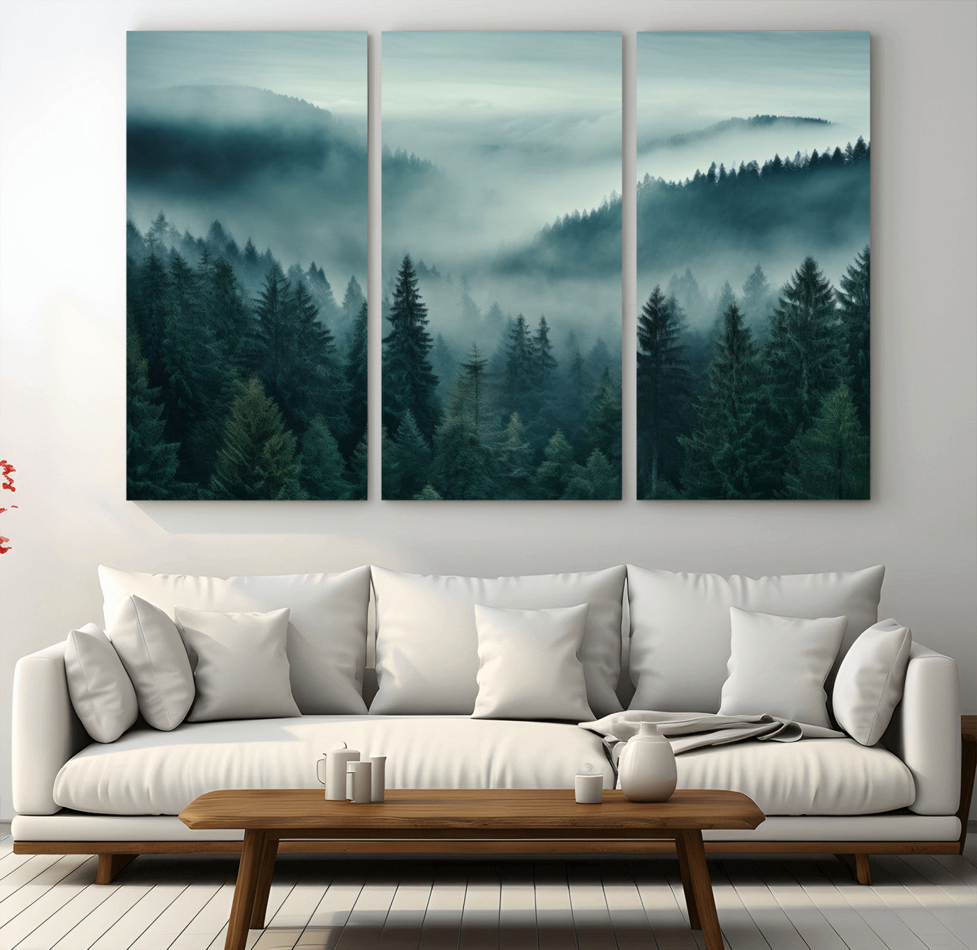 72040-MGV-CV-36X24-Captivating Misty Foggy Forest Wall Art Premium Canvas Print