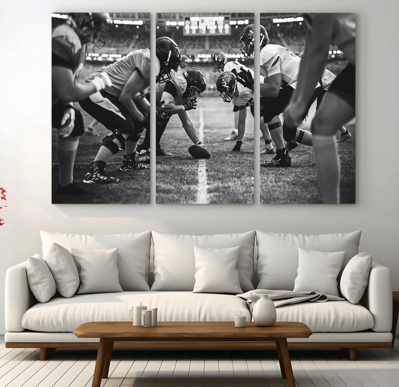 MGV-CV-48X32-3P - American Football Wall Art Canvas Print, Stadium Sport Wall Art Print