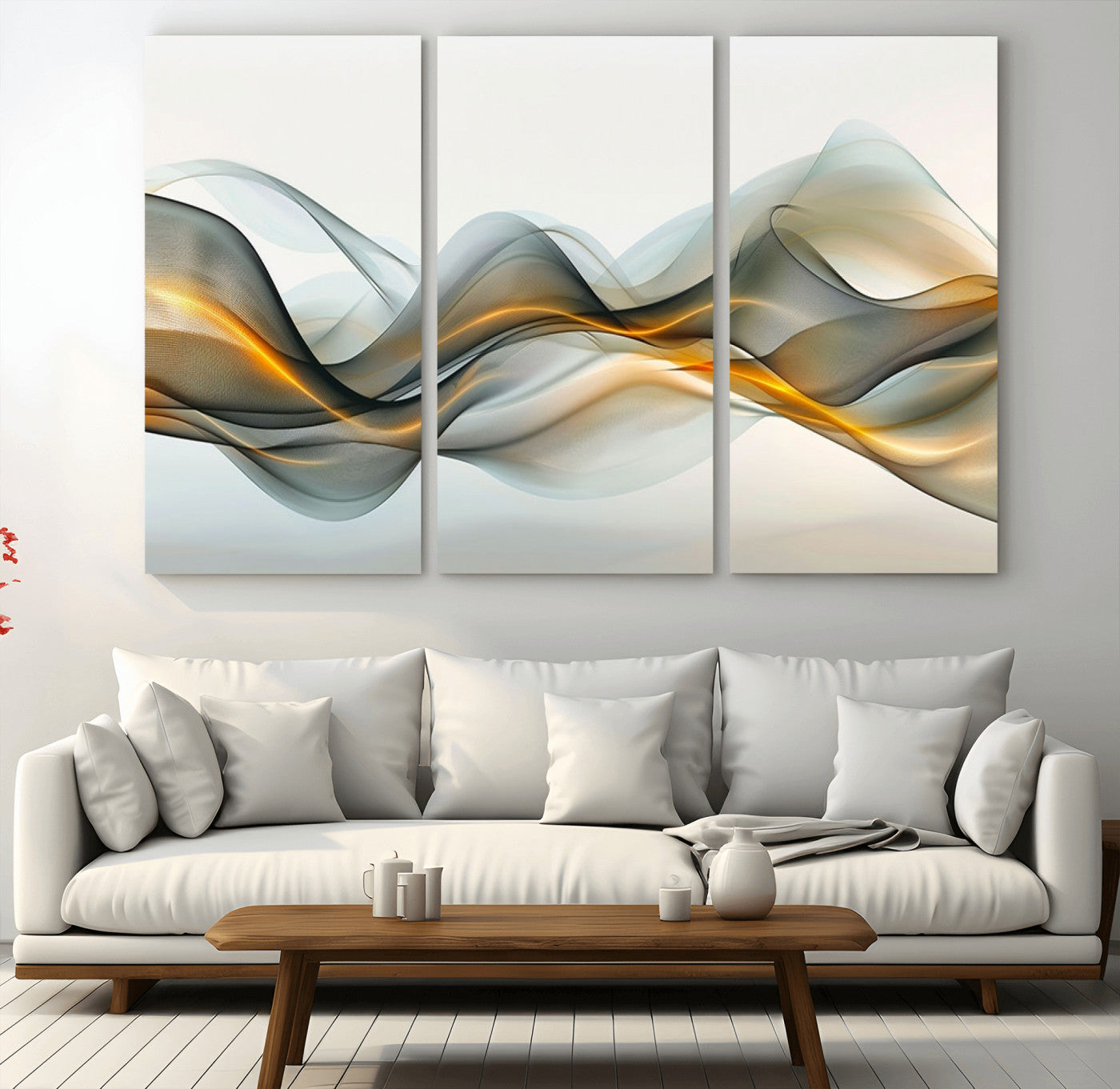 ES1001-MGV-CV-48X32-3P-Abstract Wave Canvas Wall Art – Fluid Contemporary Elegance in Motion – Ready to Hang