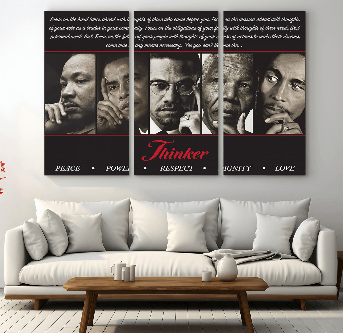 MGV-CV-48X32-3P - Thinkers of Wall Art Canvas Print - Inspirational Wall Art Featuring Icons of Peace, Power, and