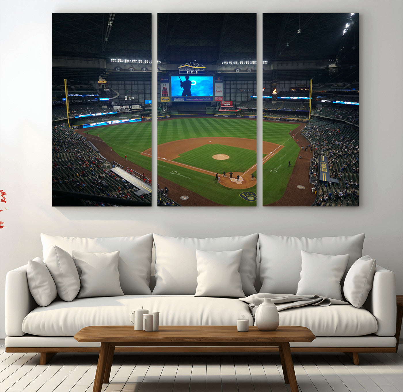 86084-MGV-CV-36X24-Milwaukee Brewers Baseball Art Print - American Family Field Stadium Wall Art Canvas Print