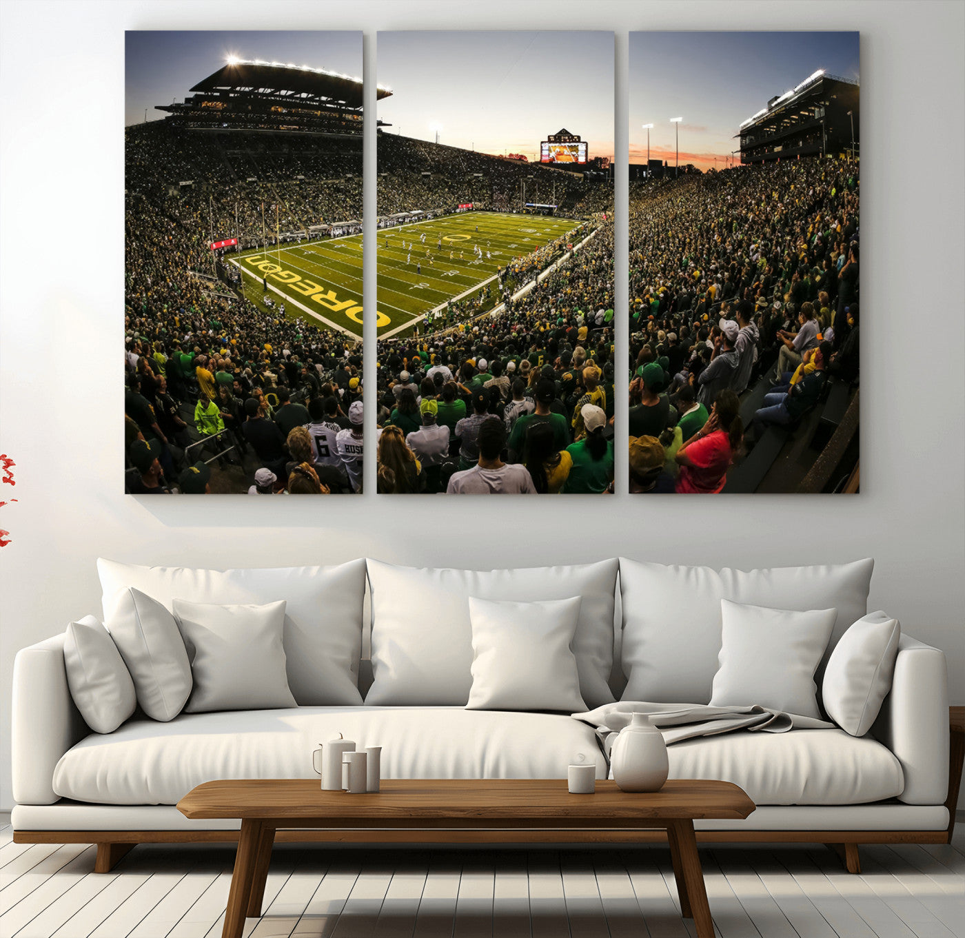 MGV-CV-48X32-3P - Oregon Stadium Canvas Wall Art - Captivating Game Day Scene at Autzen Stadium, Oregon Ducks Football
