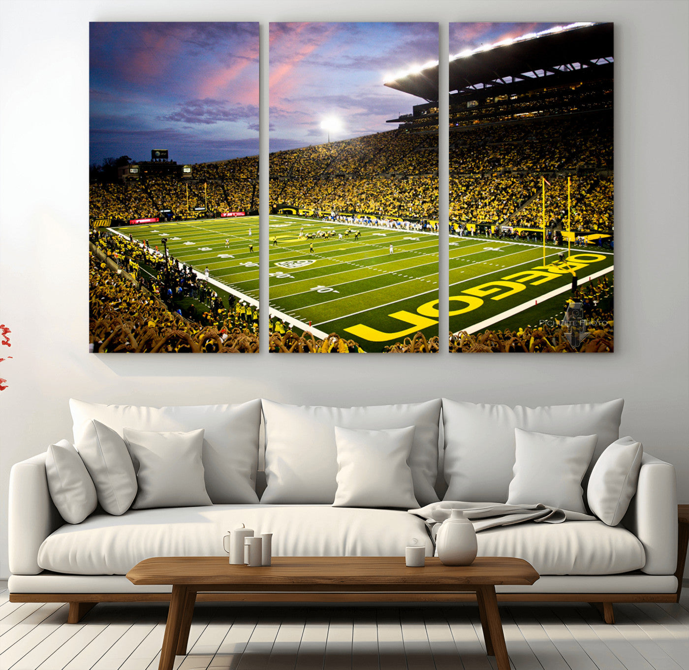 MGV-CV-48X32-3P - University of Oregon Ducks Football Team Print - Eugene Autzen Stadium Wall Art Canvas Print