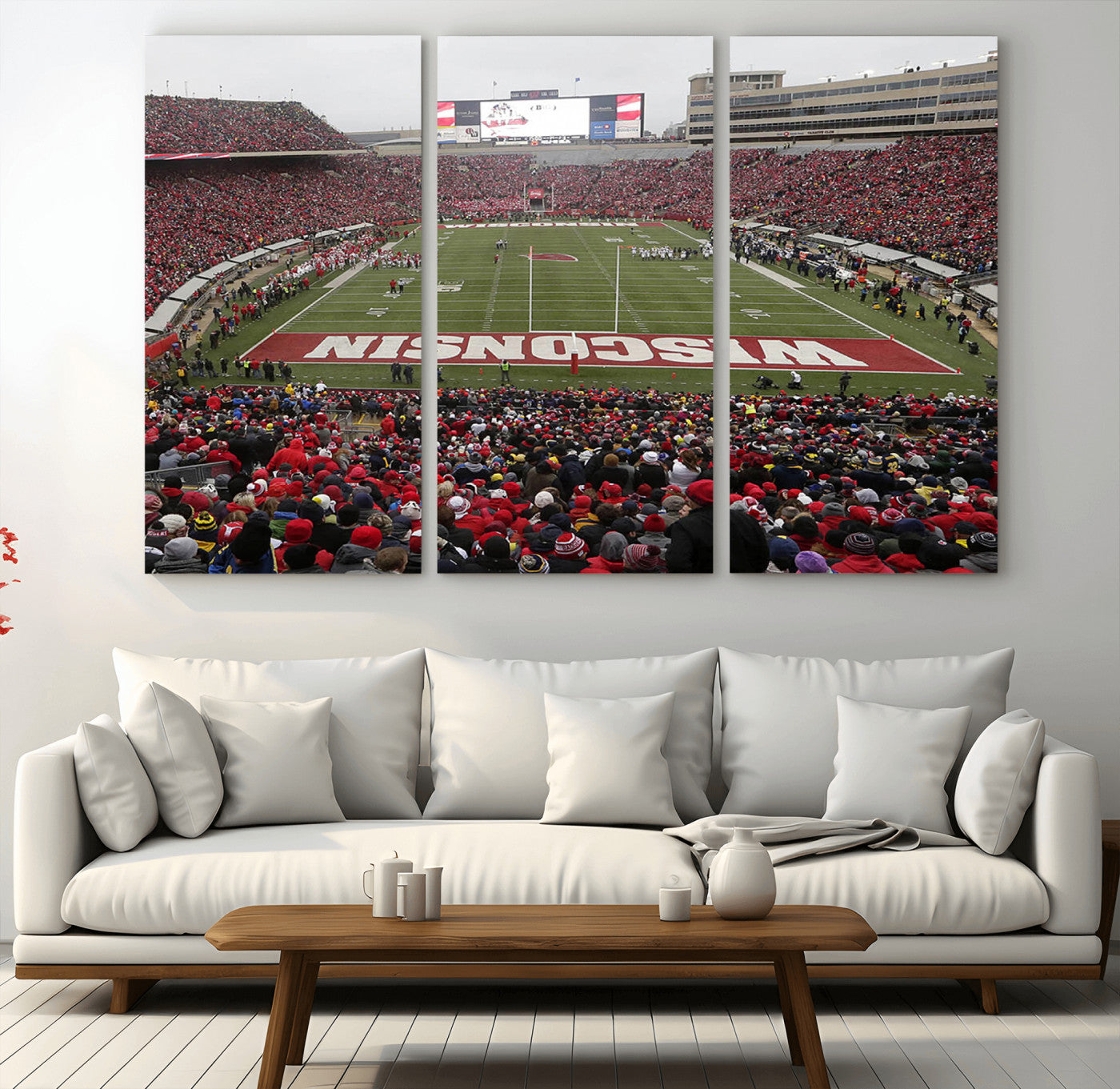MGV-CV-48X32-3P - Wisconsin Badgers Team Print Canvas - Madison Camp Randall Stadium Wall Art Canvas Print