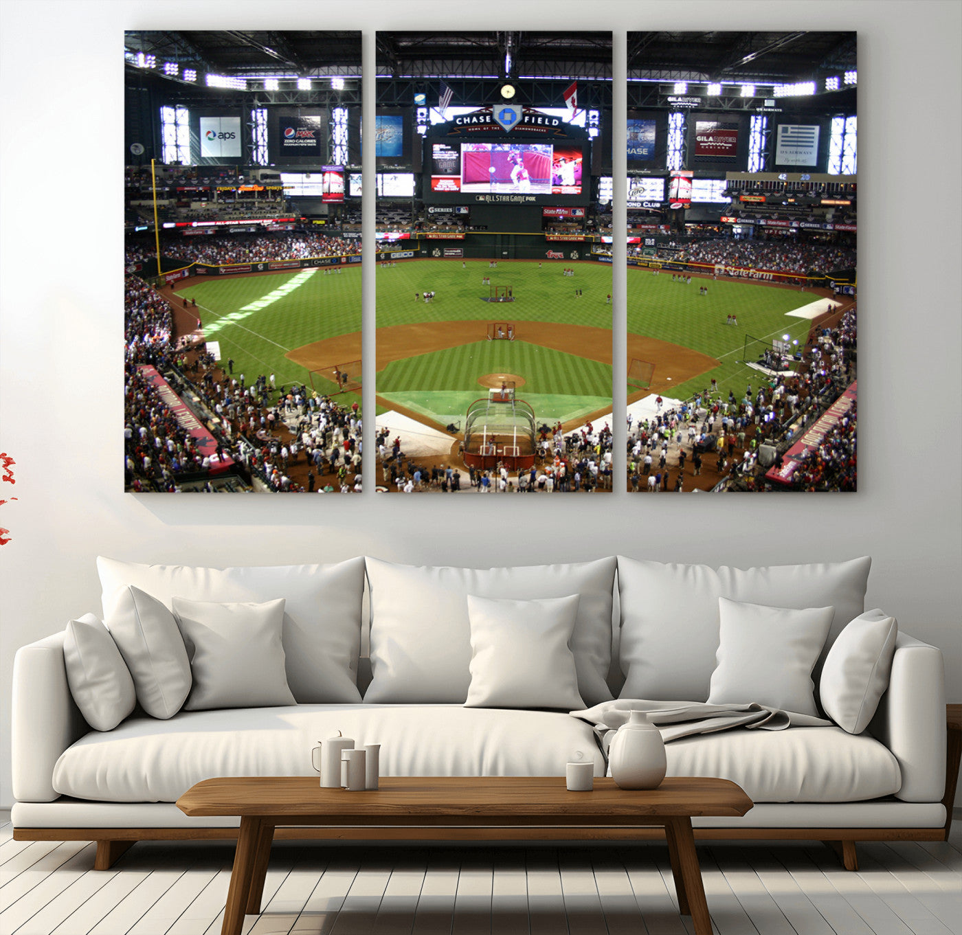 MGV-CV-48X32-3P - Arizona Diamondbacks Baseball Team Print - Phoenix Chase Field Baseball Stadium Wall Art Canvas