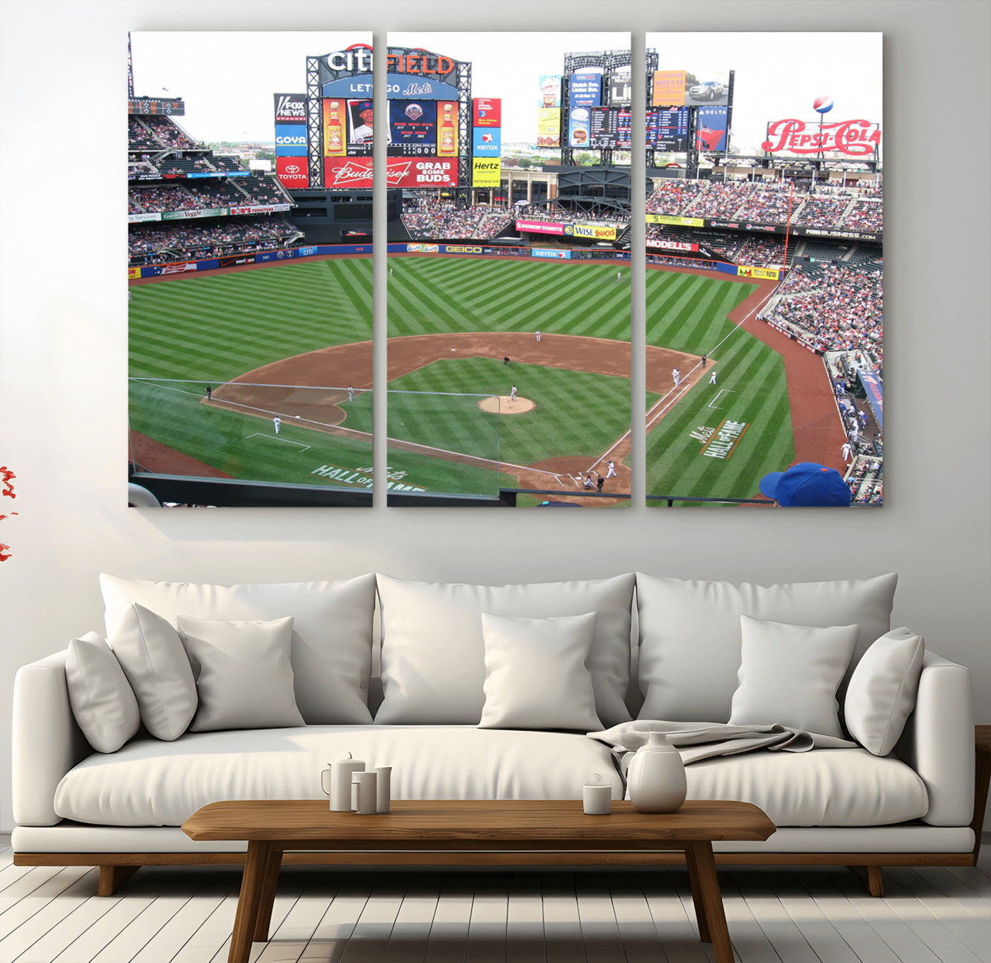 MGV-CV-48X32-3P - New York Mets Baseball Team Print - Citi Field Baseball Stadium Wall Art Canvas Print