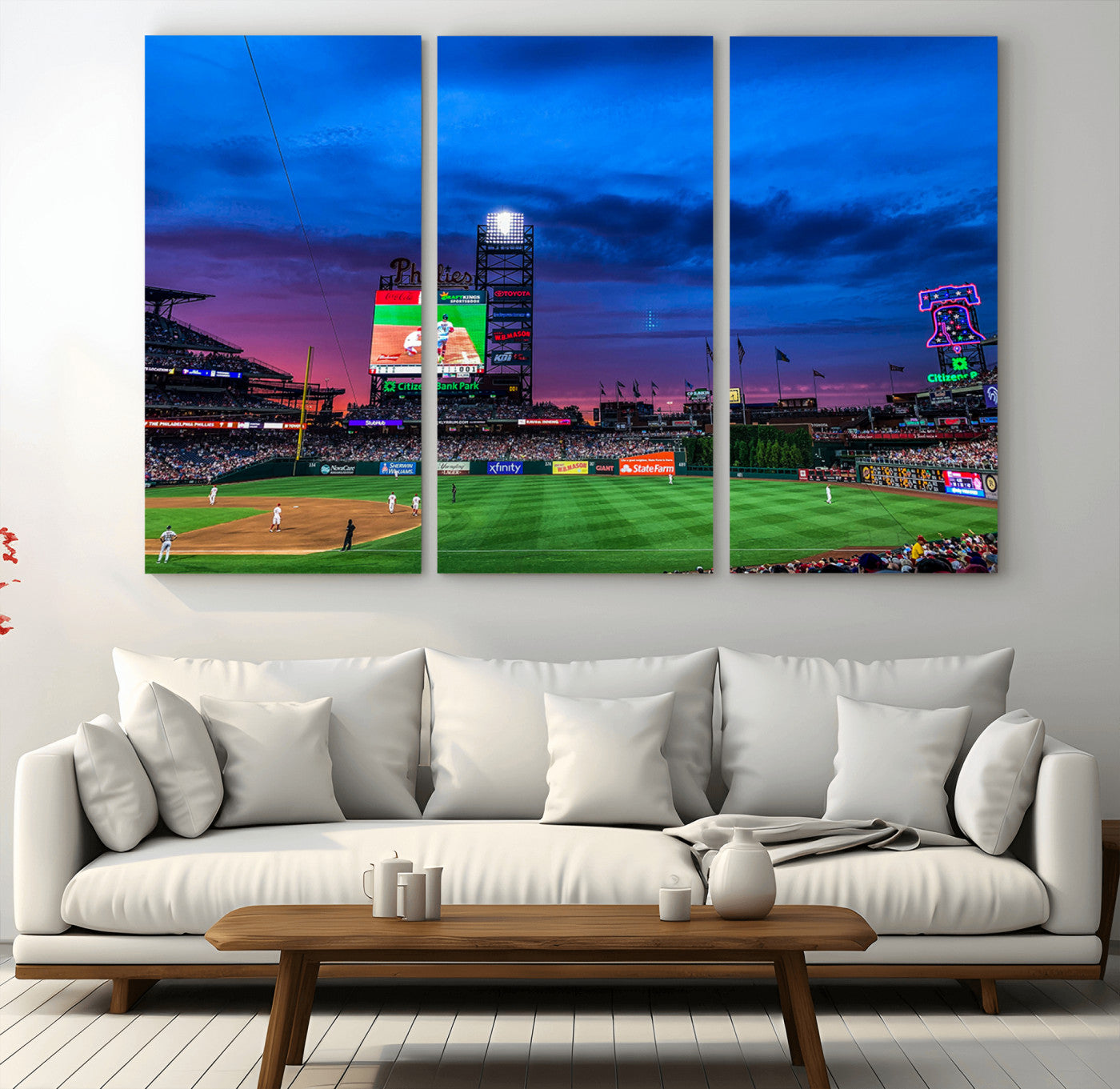 MGV-CV-48X32-3P - Philadelphia Phillies Baseball Team Print - Philadelphia Citizens Bank Park Stadium Canvas Wall Art