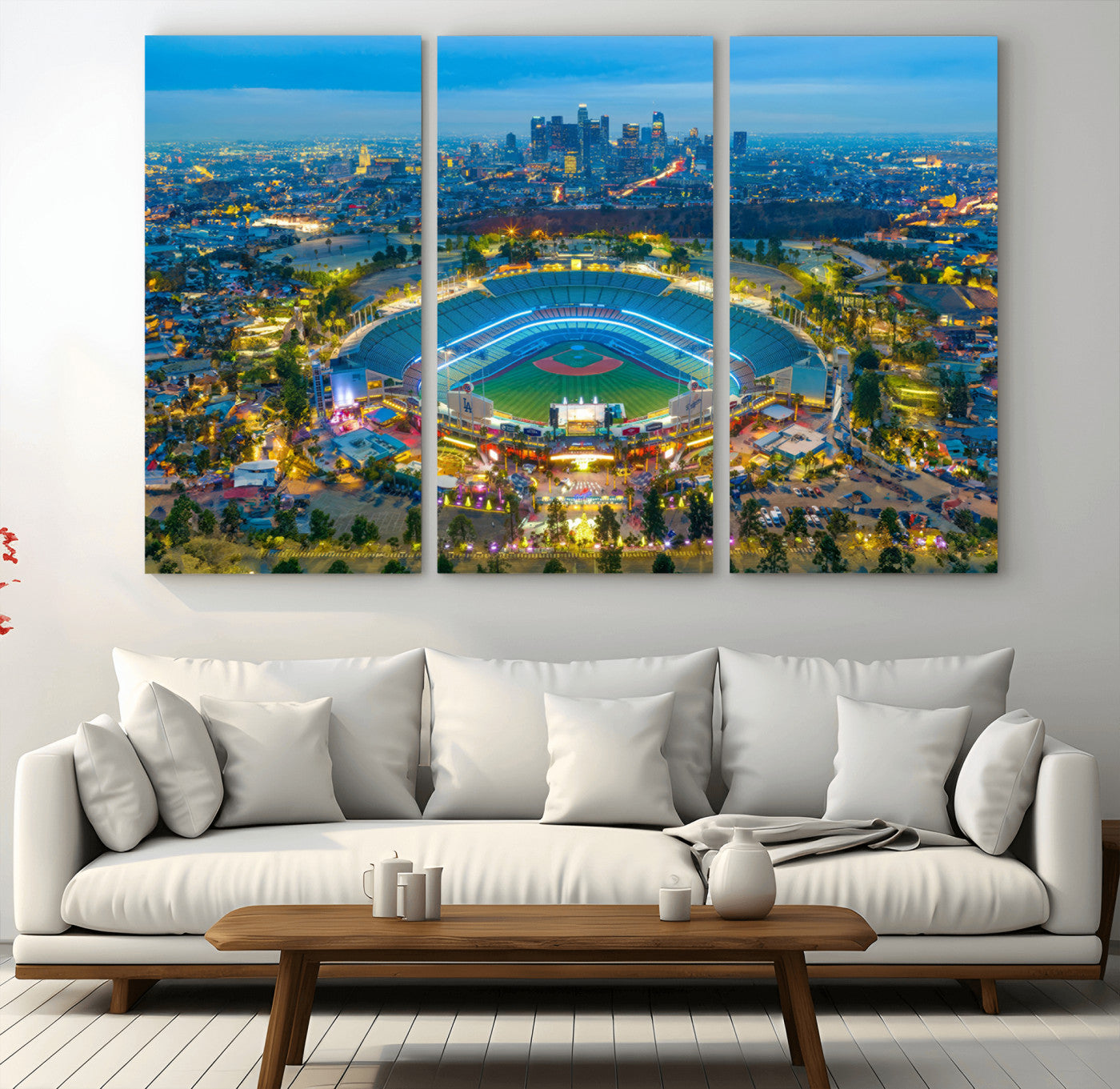 MGV-CV-48X32-3P - Los Angeles Dodgers Wall Art Canvas, Dodger Stadium Wall Art Canvas Print - MLB Baseball Stadium