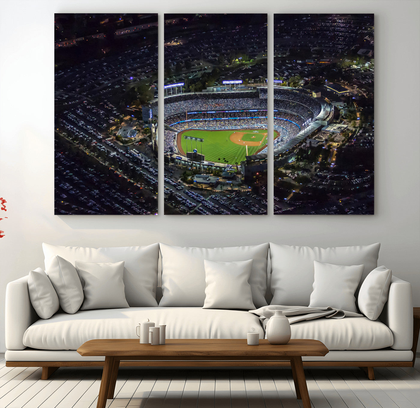 MGV-CV-48X32-3P - Los Angeles Dodgers Dodger Stadium Wall Art Canvas Print - MLB Baseball Stadium