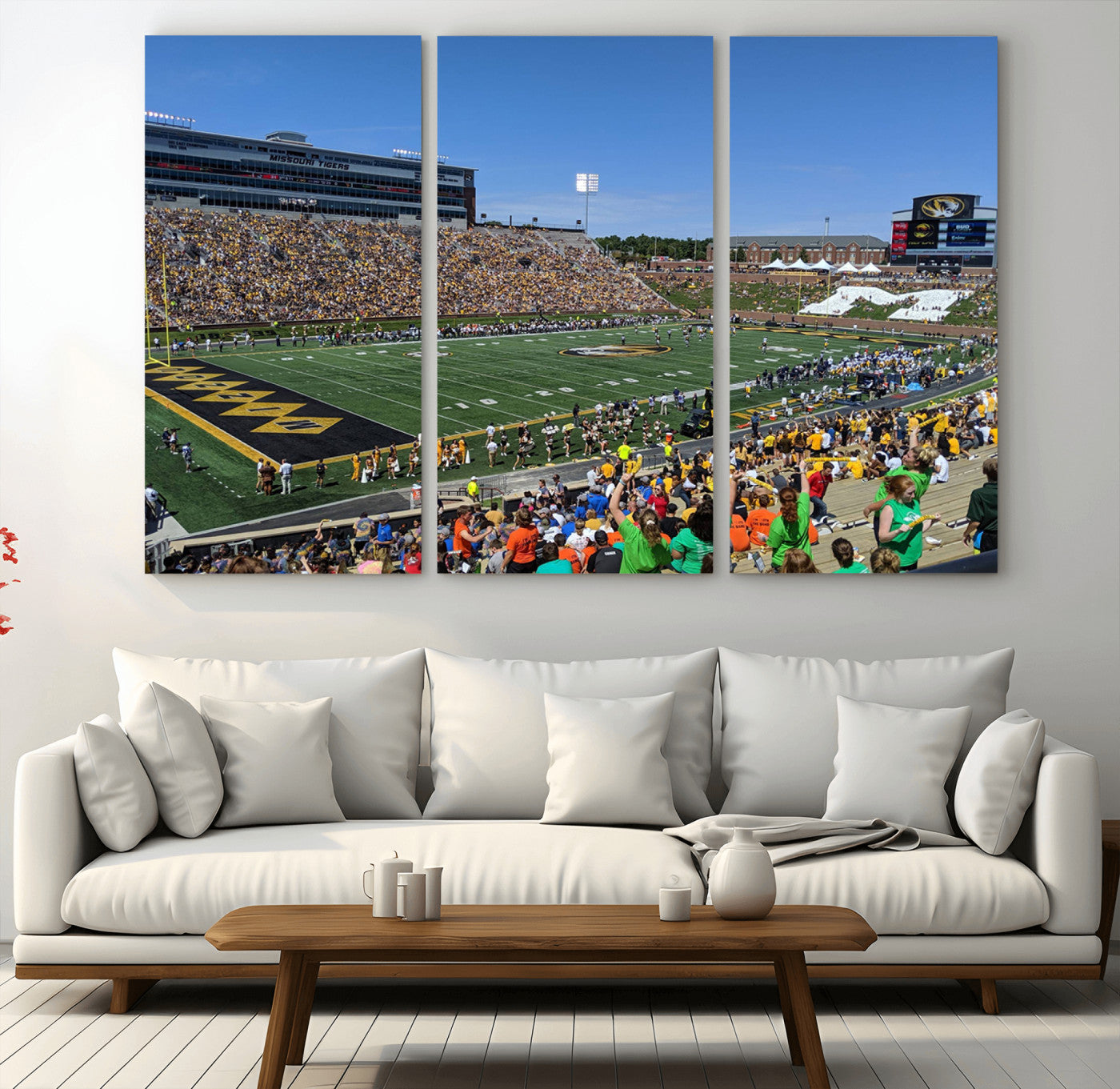 MGV-CV-48X32-3P - University of Missouri Tigers Football Team Print - Columbia Faurot Field Memorial Stadium Wall Art