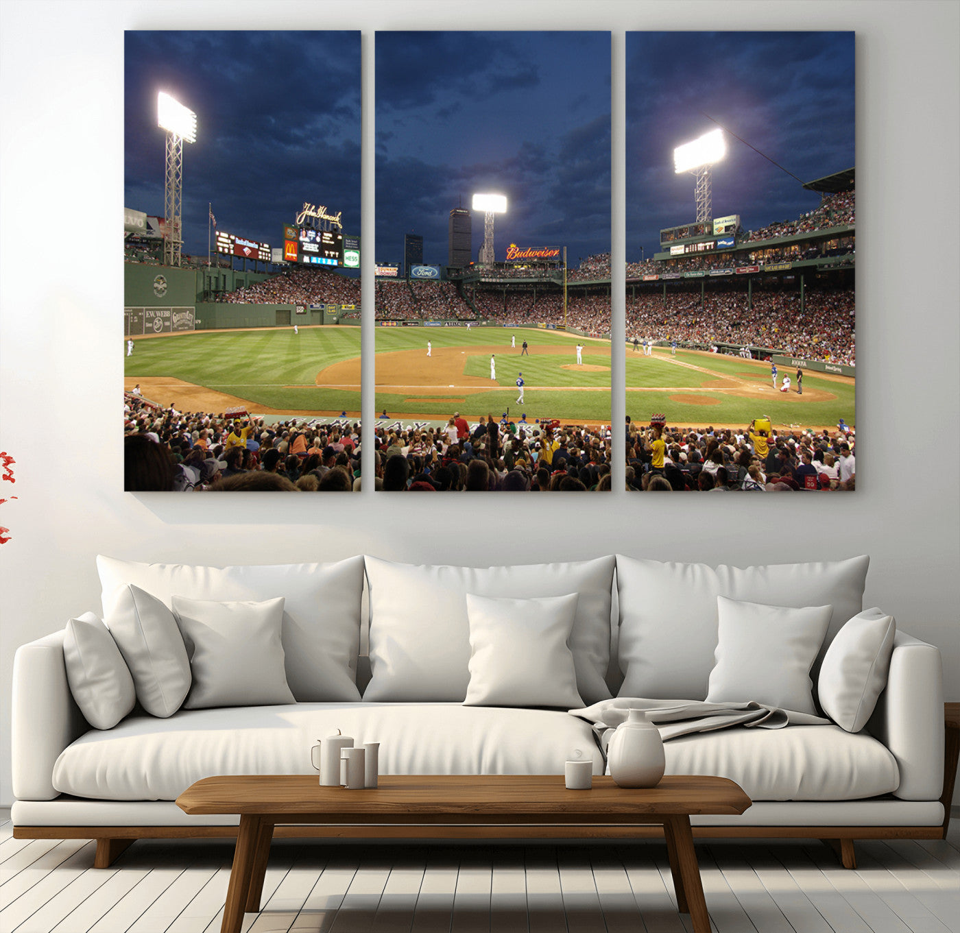 MGV-CV-48X32-3P - Boston Red Sox Baseball Team Print Canvas - Massachusetts Fenway Park Stadium Wall Art Canvas Print