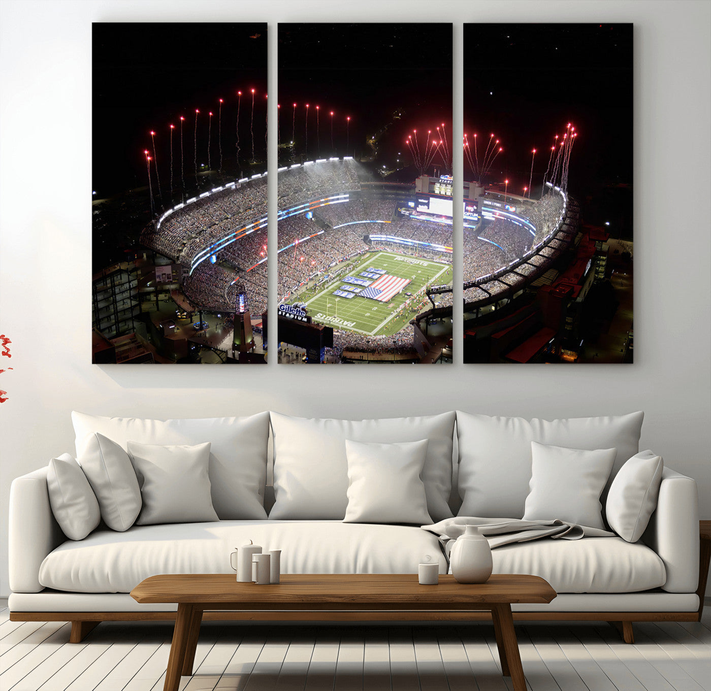 MGV-CV-48X32-3P - New England Patriots Team Print Wall Art- Foxborough Gillette Stadium Wall Art Canvas Print