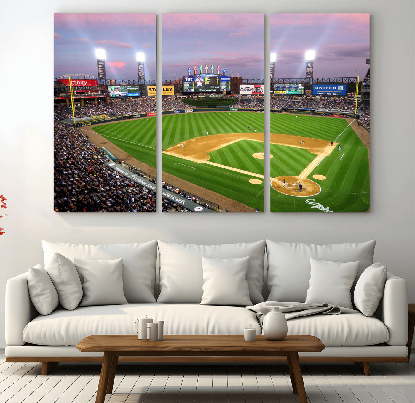 MGV-CV-48X32-3P - Chicago White Sox Baseball Team Print Canvas- Guaranteed Rate Field Stadium Wall Art Canvas Print