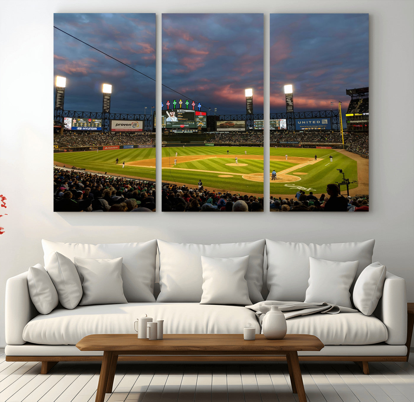 MGV-CV-48X32-3P - Chicago White Sox Baseball Team Print Canvas- Guaranteed Rate Field Stadium Wall Art Canvas Print