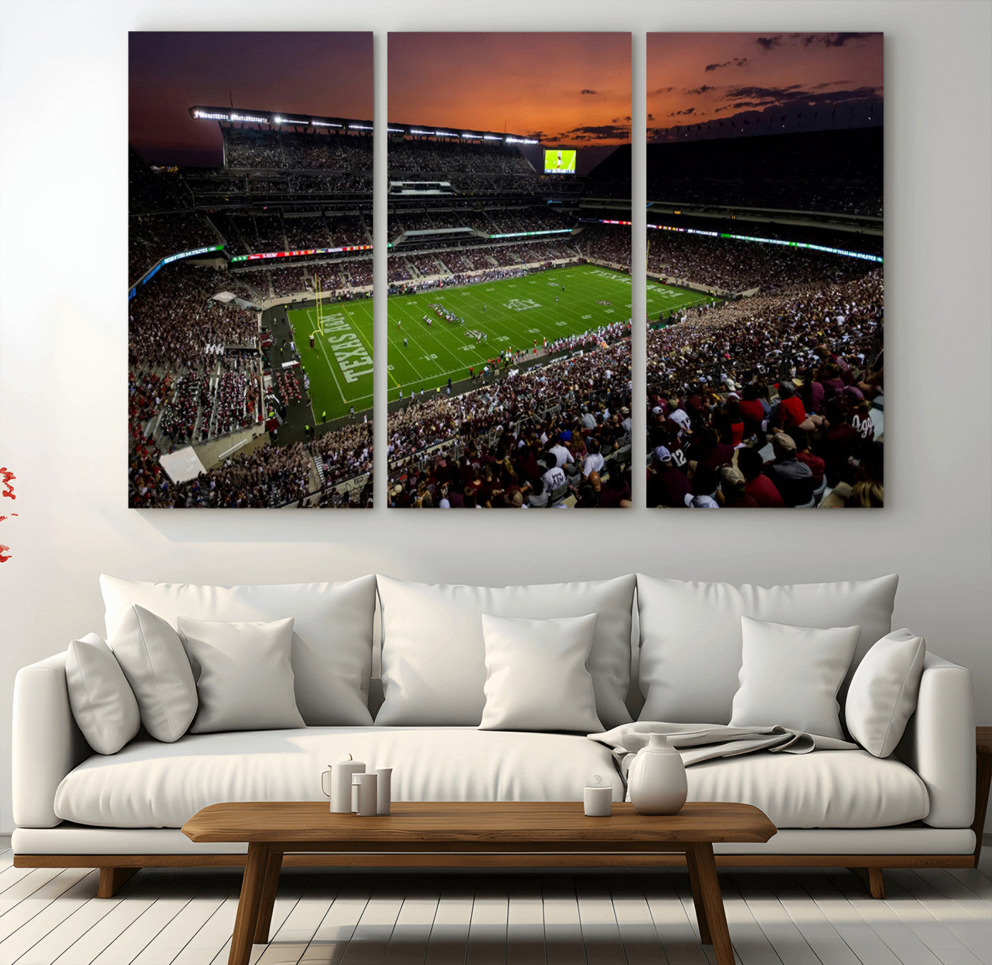 MGV-CV-48X32-3P - Texas A&M University Aggies Football Team Print - College Station Kyle Field Stadium Wall Art Canvas
