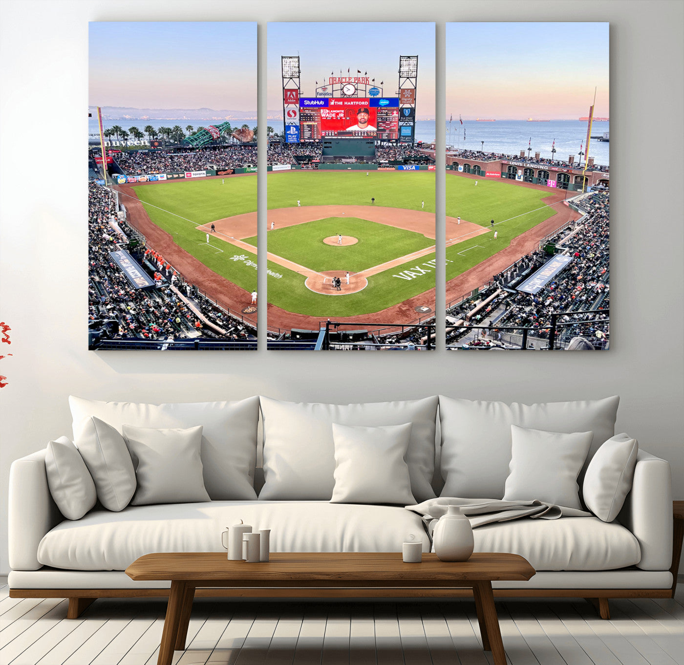 MGV-CV-48X32-3P - San Francisco Giants Baseball Team Print - Oracle Park Stadium Wall Art Canvas Print