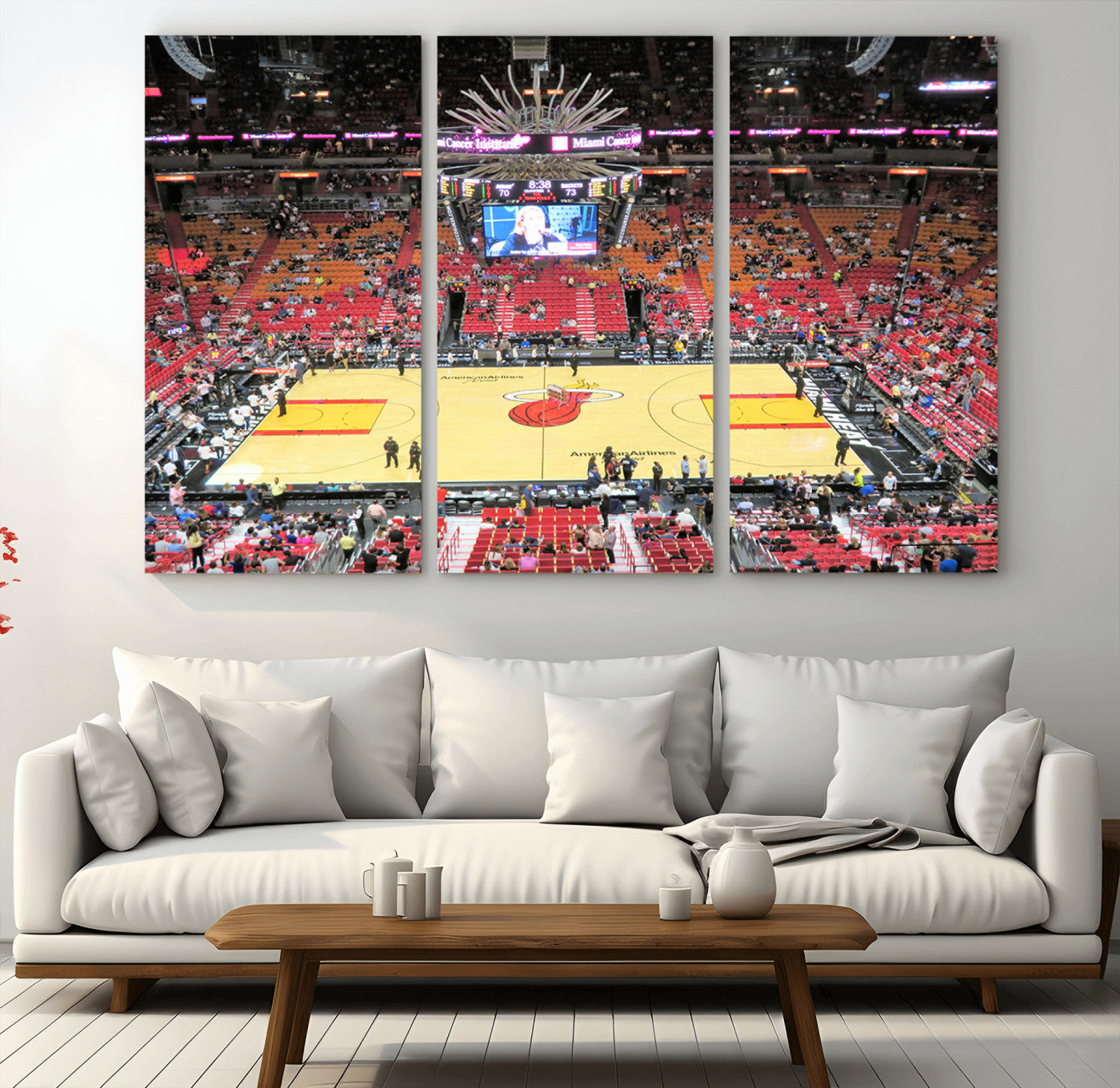 MGV-CV-48X32-3P - Miami Heat Basketball Team Print Wall Art- Kaseya Center Stadium Wall Art Canvas Print