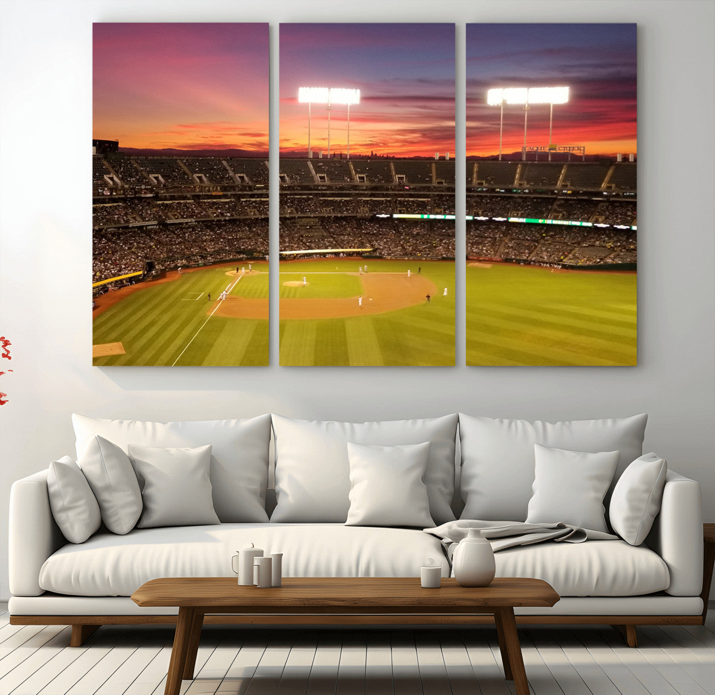 73718-MGV-CV-36X24-Oakland Athletics Baseball Team Print - Oakland Coliseum Stadium Wall Art Canvas Print