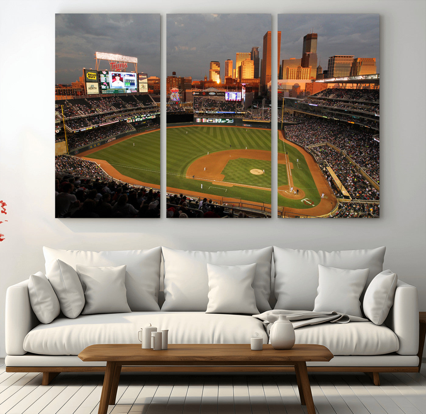 MGV-CV-48X32-3P - Minnesota Twins Baseball Team Print - Minneapolis Target Field Stadium Wall Art Canvas Print