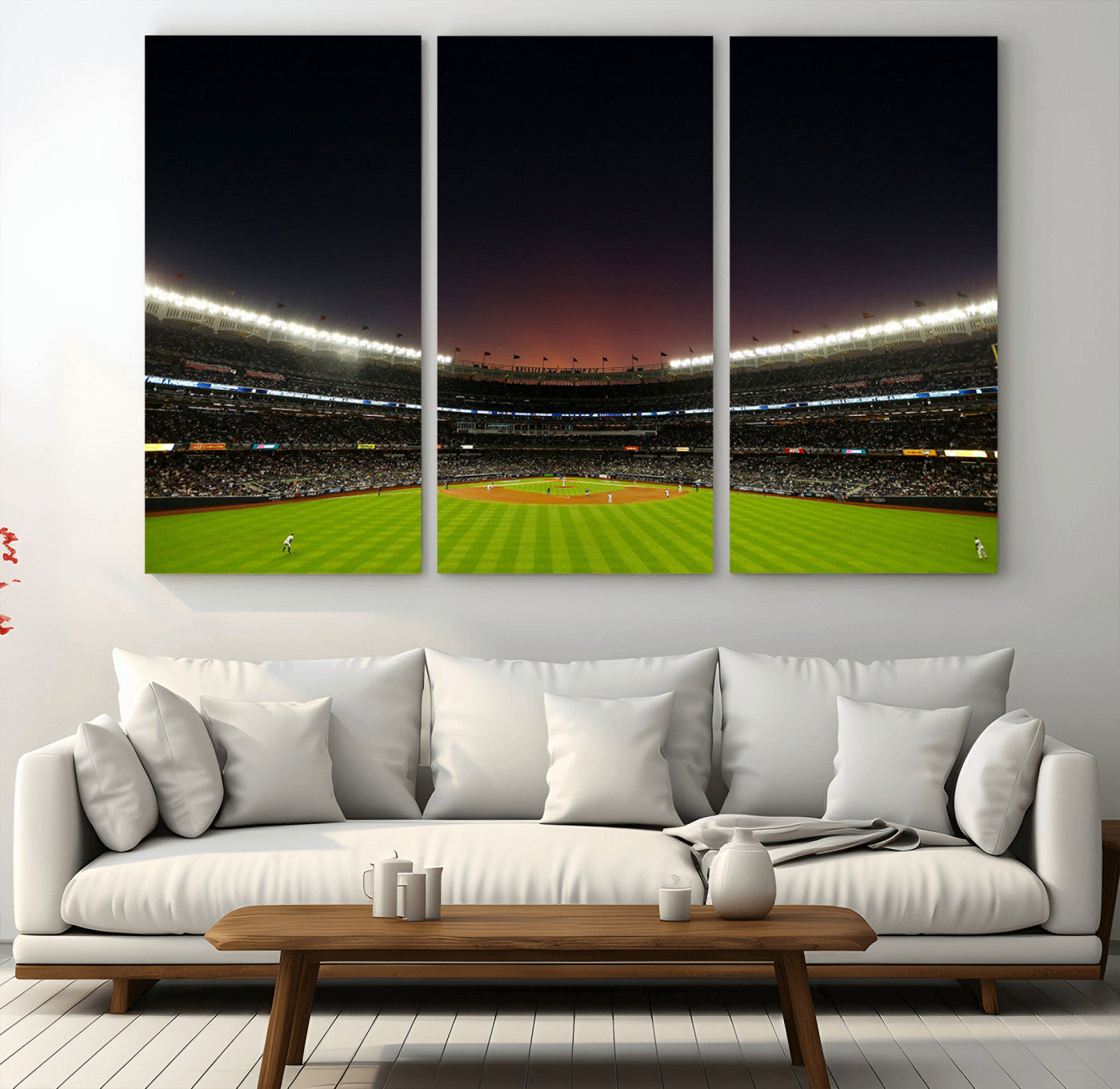 MGV-CV-48X32-3P - Yankee Stadium Night Game Triple Canvas, Yankee Stadium Canvas Wall Art - New York Yankees MLB Match