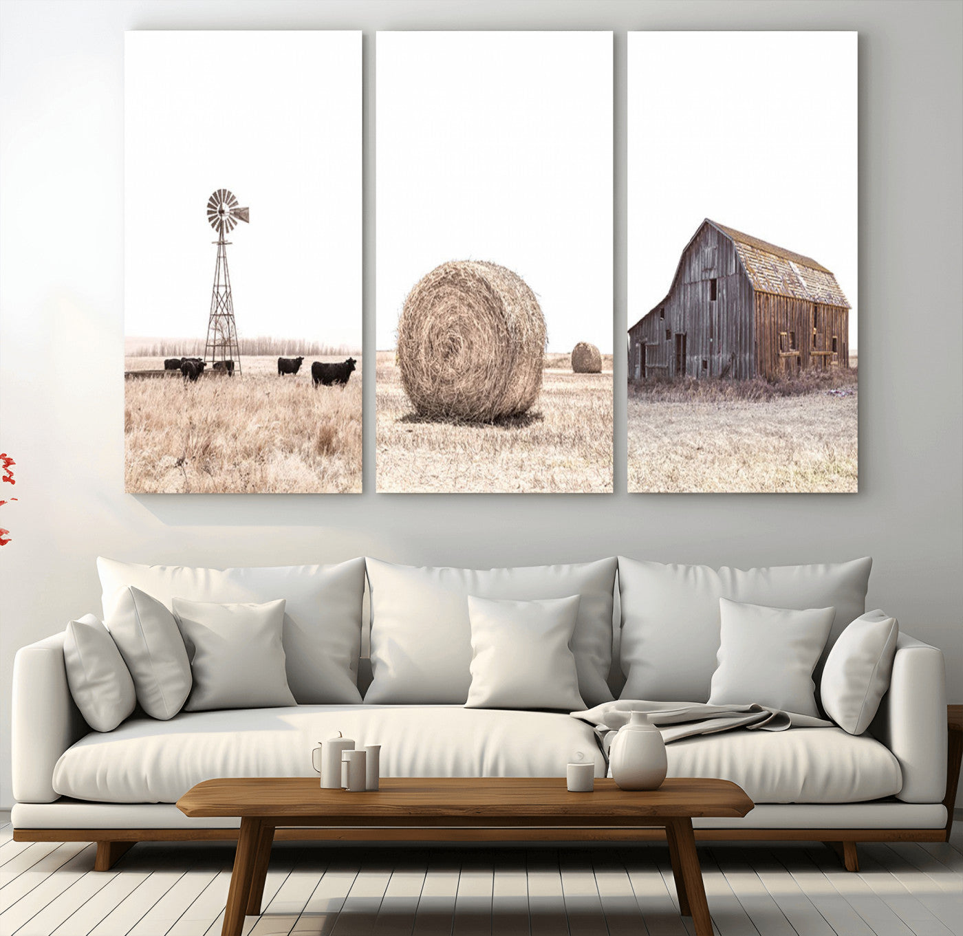 MGV-CV-48X32-3P - Farm Prints Set, Set of 6 Farmhouse Wall Art, Country House Decor, Barn Print, Wheat Print,