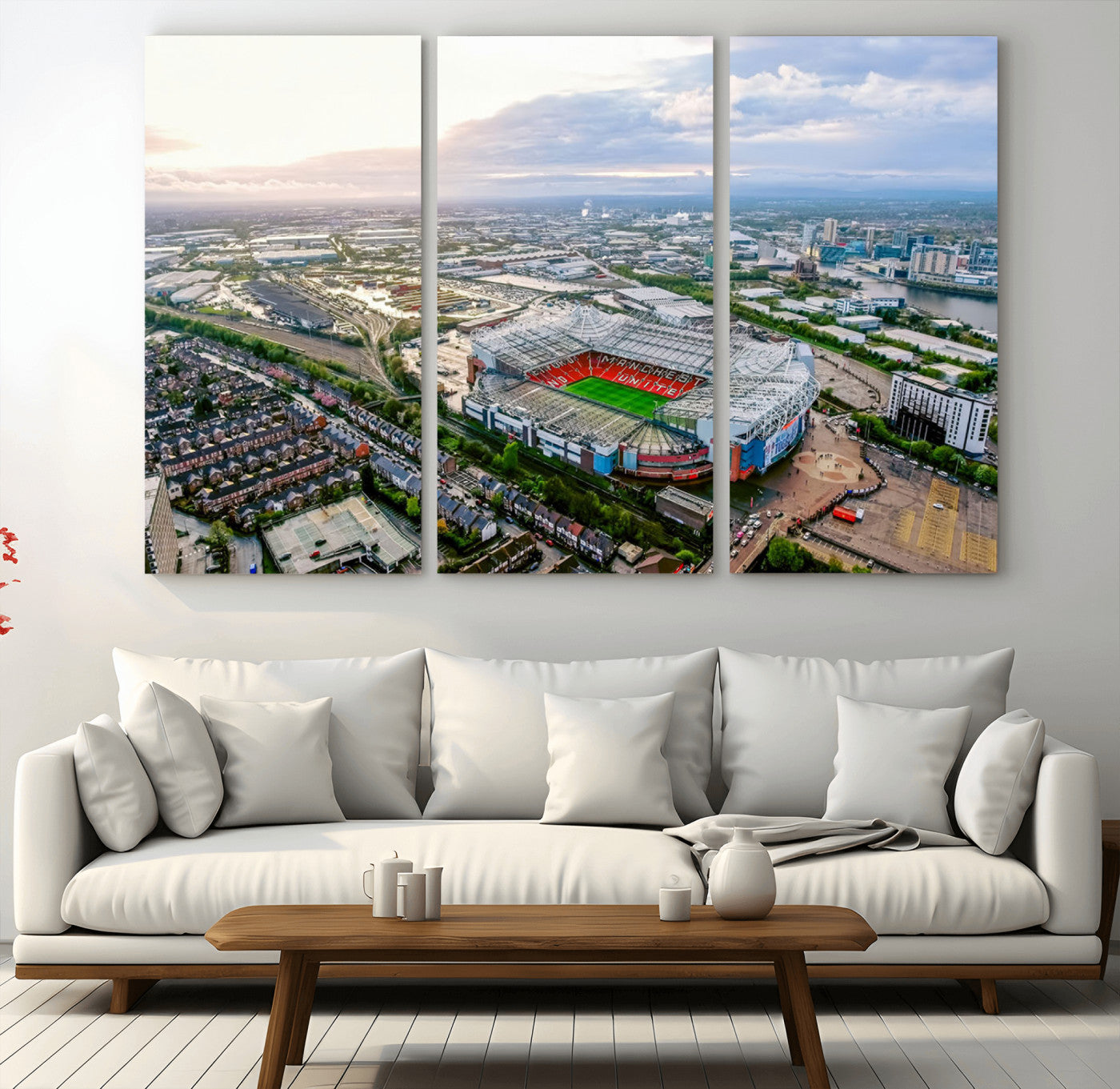 MGV-CV-48X32-3P - Old Trafford Manchester United Stadium Wall Art Canvas Print - Aerial View Stadium, Old Trafford