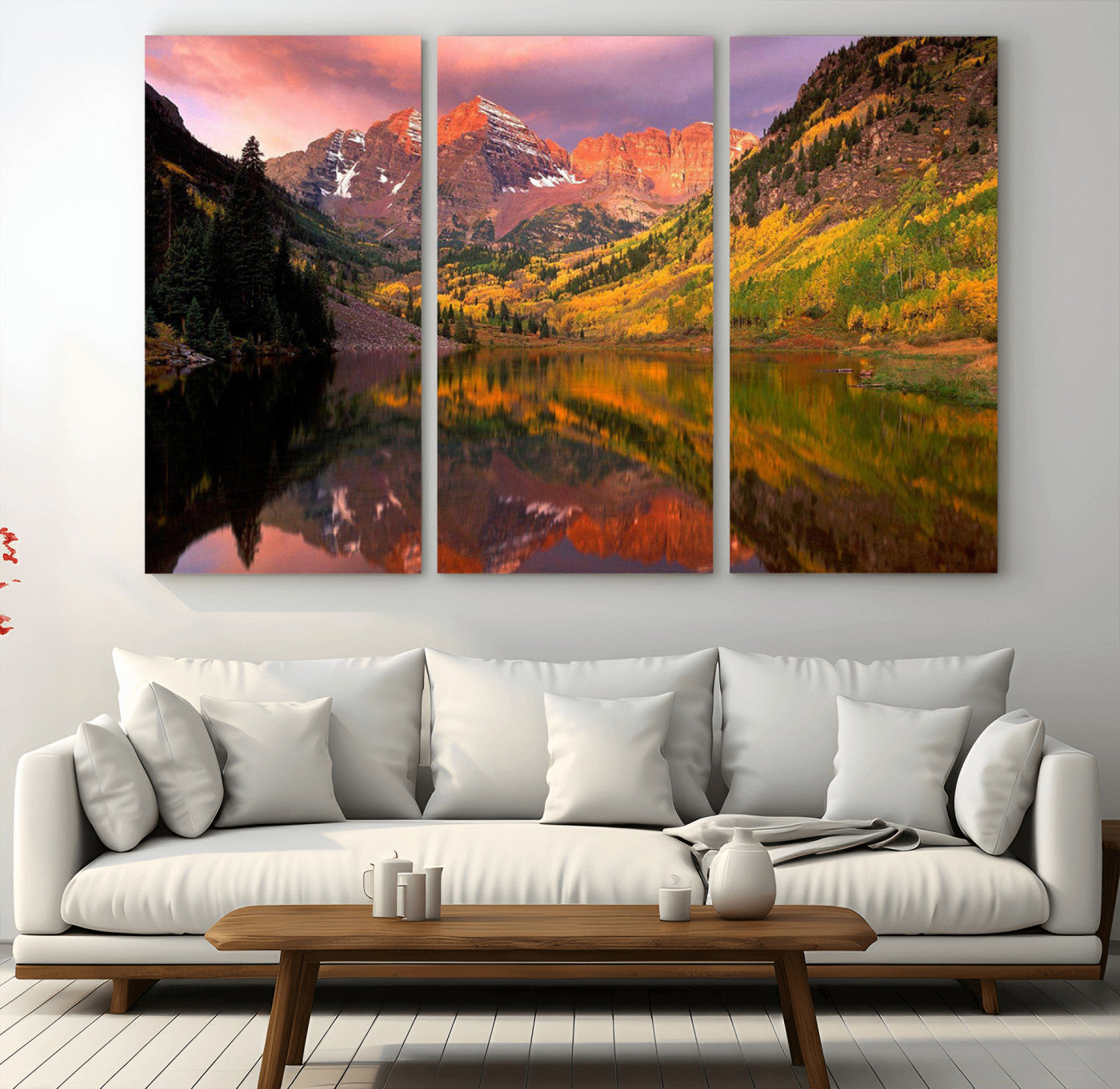 MGV-CV-48X32-3P - Colorado Rockies Mountain Sunset Wall Art | Ready to Hang and Framed | Scenic Nature Landscape