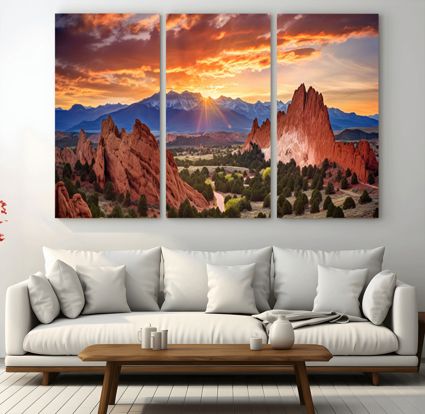 MGV-CV-48X32-3P - Rocky Mountains Sunset Wall Art Canvas Print – Ready to Hang, Framed Colorado Landscape