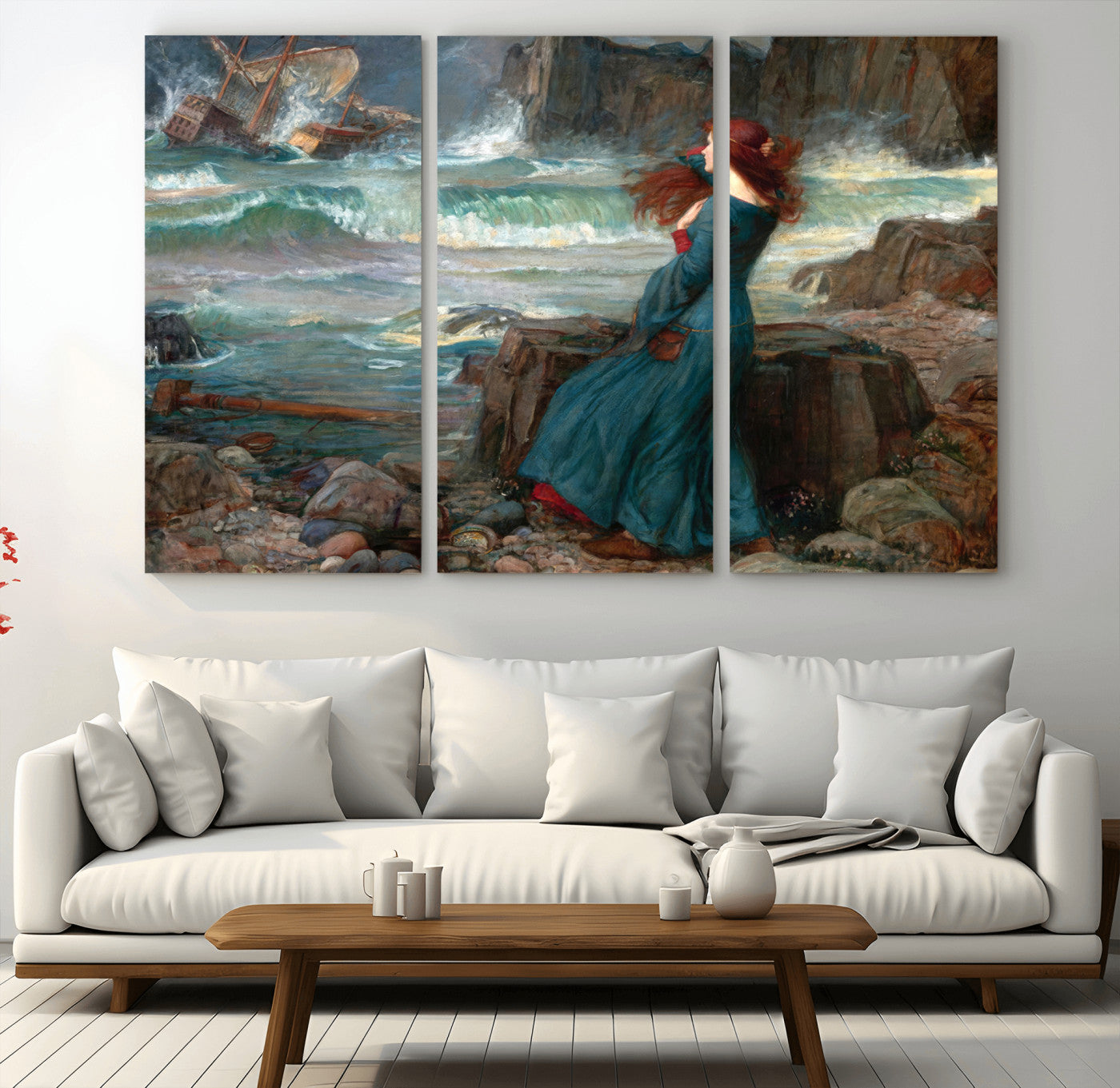 1-MGV-CV-36X24-Miranda by the Shore Wall Art Canvas Print – Tempest Scene Ocean Storm – Ready to Hang