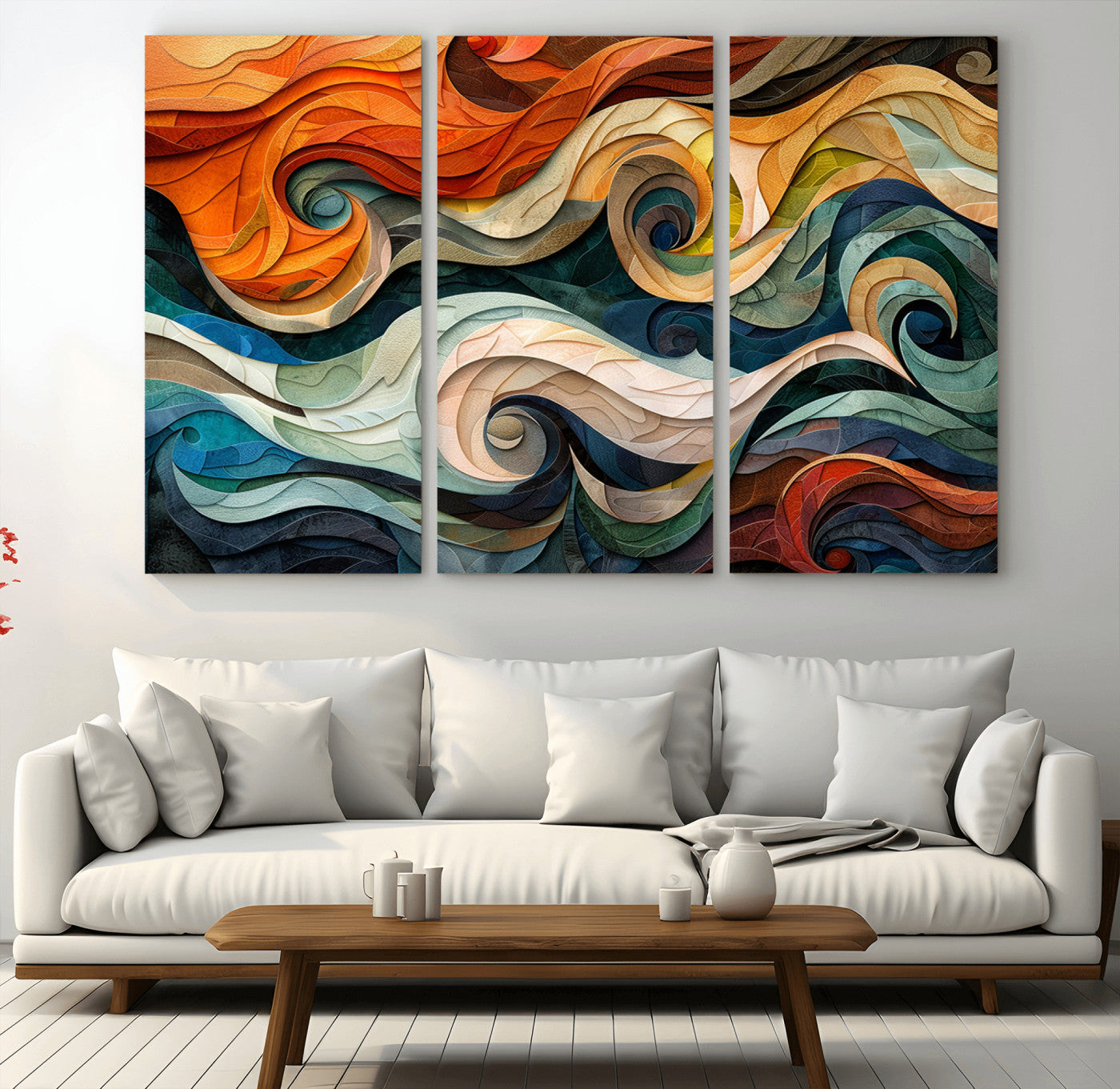 -Abstract Wave Wall Art | Ready to Hang Framed Canvas Print | Vibrant Home Decor for Modern Spaces