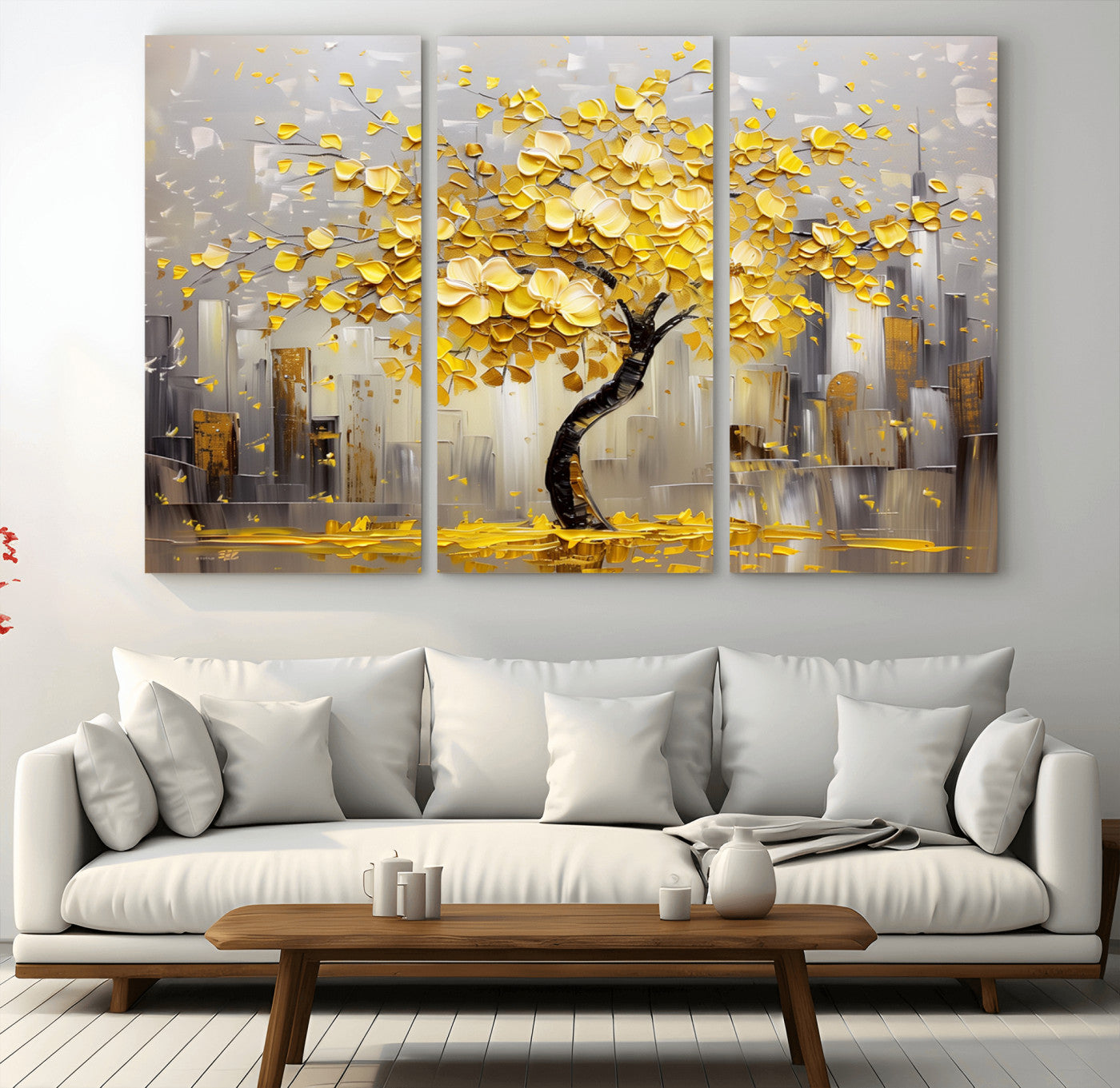 -Golden Tree Canvas Print | Abstract Wall Art for Modern Homes | Ready to Hang Framed Artwork
