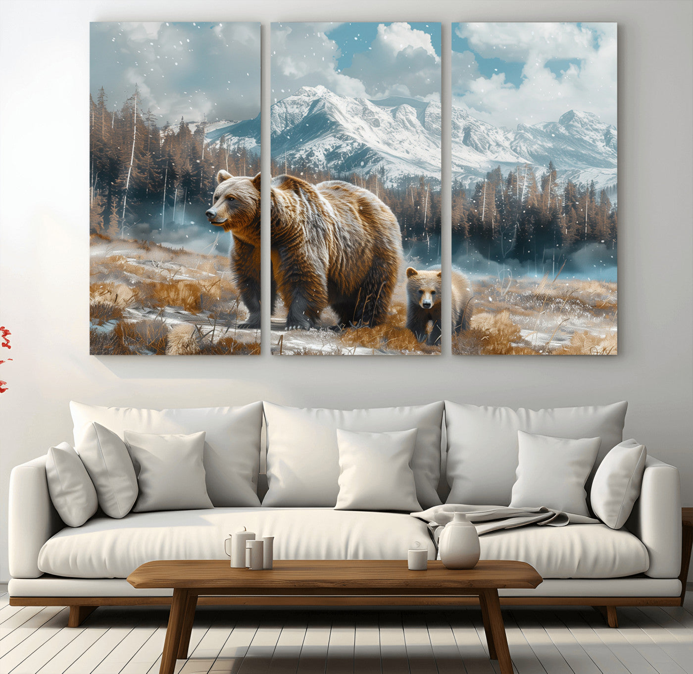 MGV-CV-48X32-3P - Bear and Baby Bear Wall Art Canvas Print