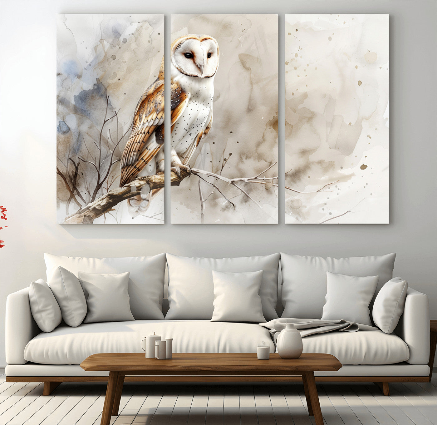 MGV-CV-48X32-3P - Barn Owl Wall Art | Watercolor Canvas Print | Perfect for Farmhouse Wall Decor | Ready to Hang