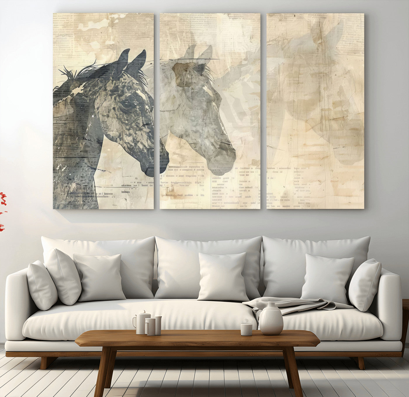 64301-MGV-CV-36X24-Abstract Horse Canvas Print | Modern Farmhouse Wall Art | Ready to Hang Framed