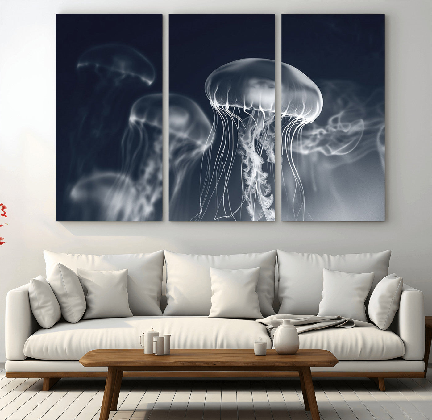 MGV-CV-48X32-3P - Jellyfish Wall Art Canvas Print, Modern Abstract Jellyfish Wall Decor