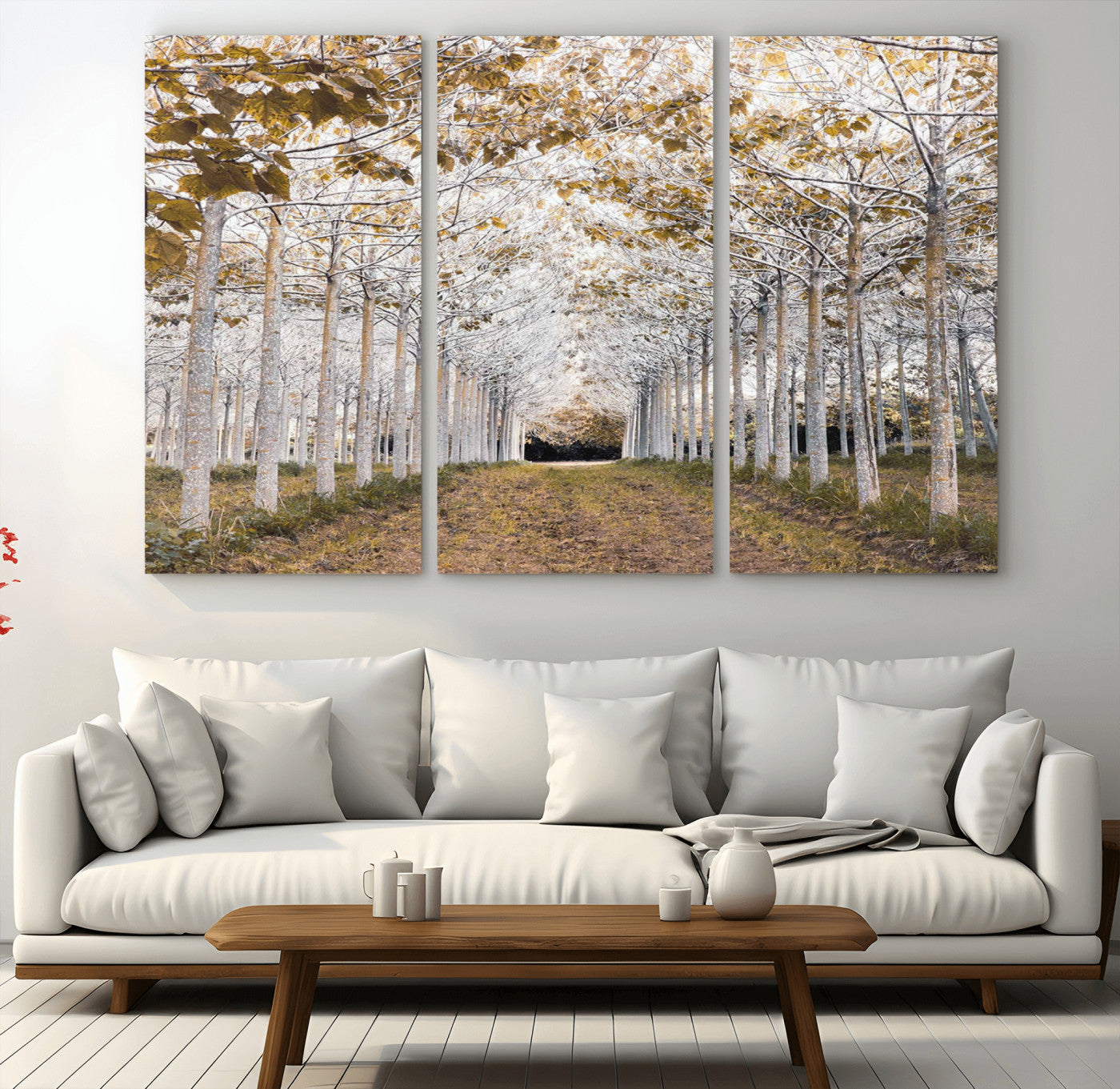 MGV-CV-48X32-3P - Forest Grove Wall Art | Serene Pathway Canvas Print | Ready to Hang and Framed Nature Wall Decor for