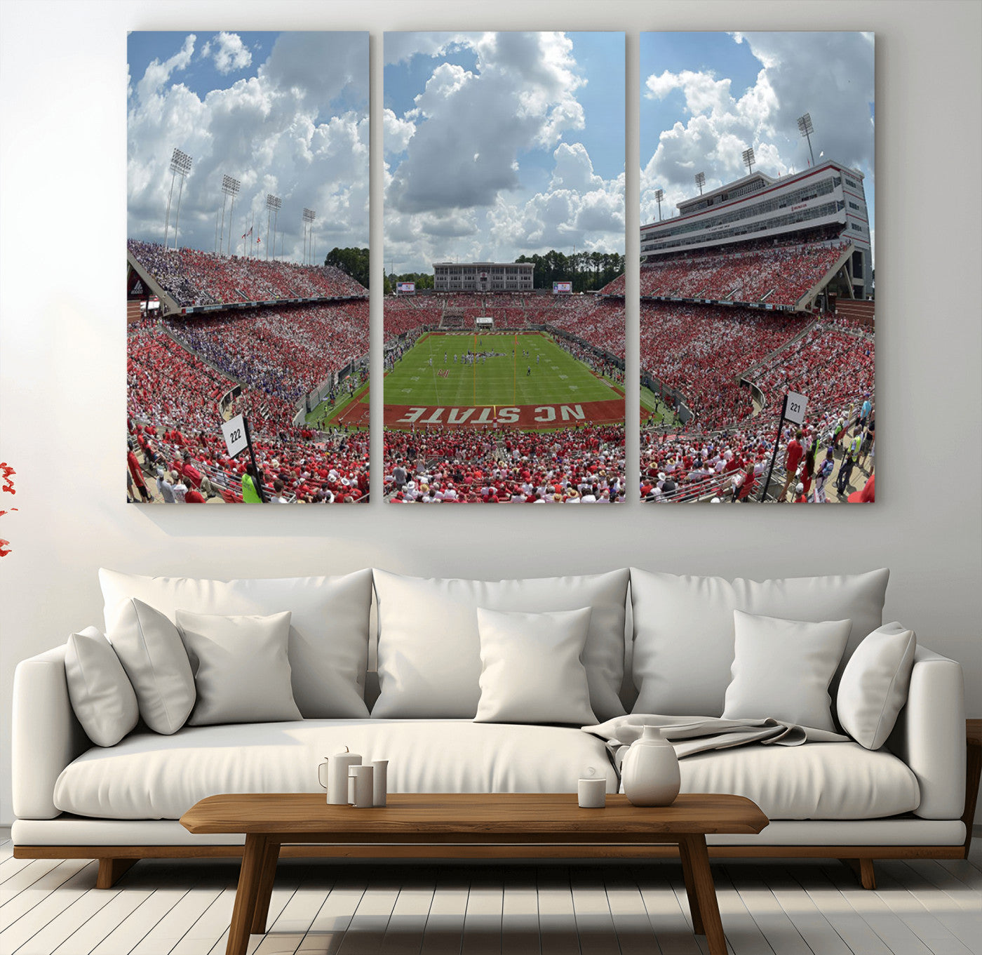 30640-MGV-CV-36X24-NC State Wolfpack Football Team Print Canvas- Raleigh Carter-Finley Stadium Wall Art Canvas Print