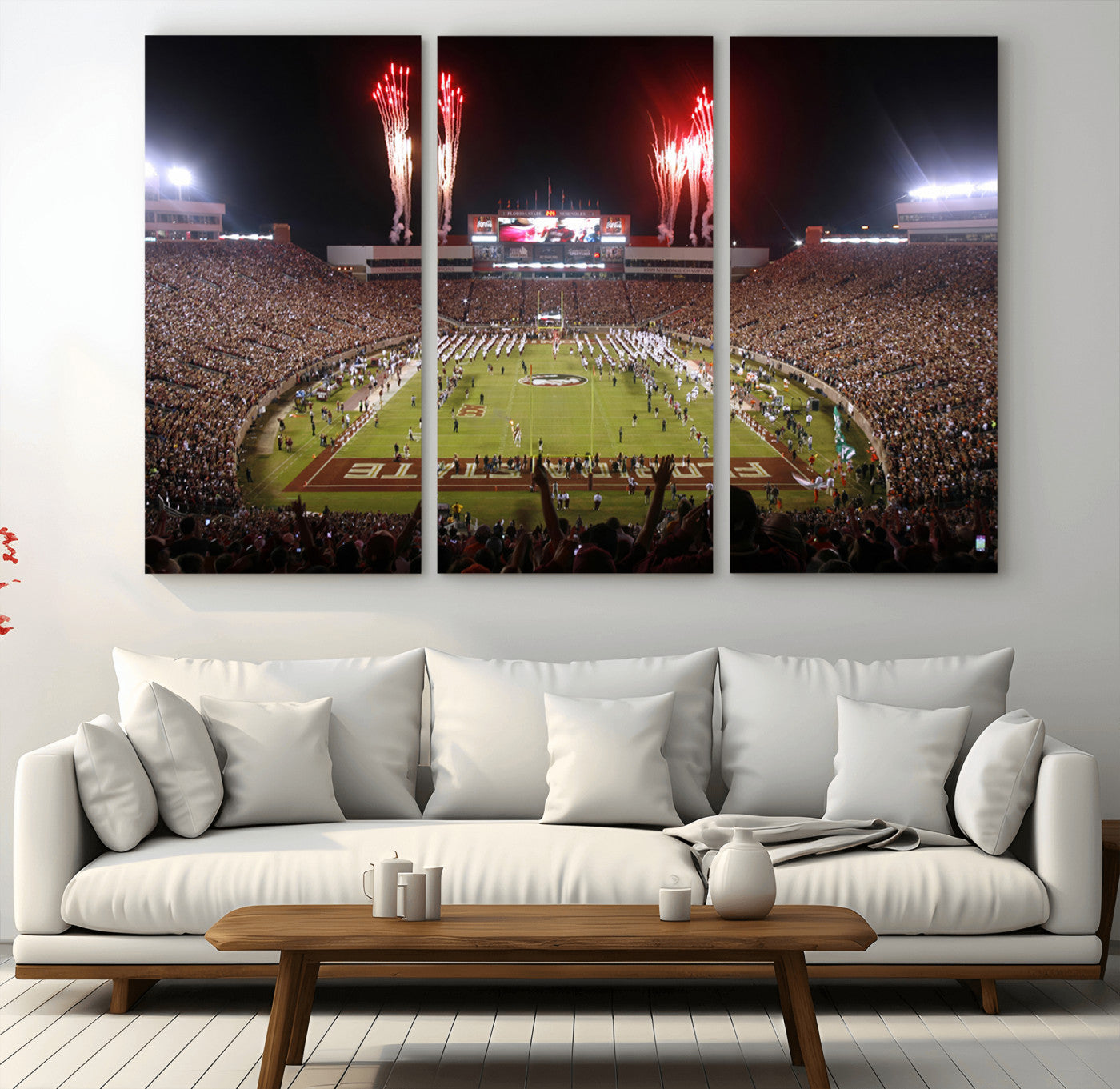 86288-MGV-CV-36X24-Framed Florida State Seminoles Football Team Print - Tallahassee Doak Campbell Stadium Wall Art