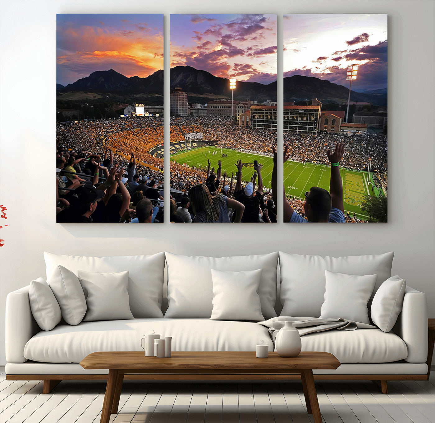 80381-MGV-CV-36X24-Framed Colorado Buffaloes Football Team Print - Boulder Folsom Field Stadium Wall Art Canvas Print