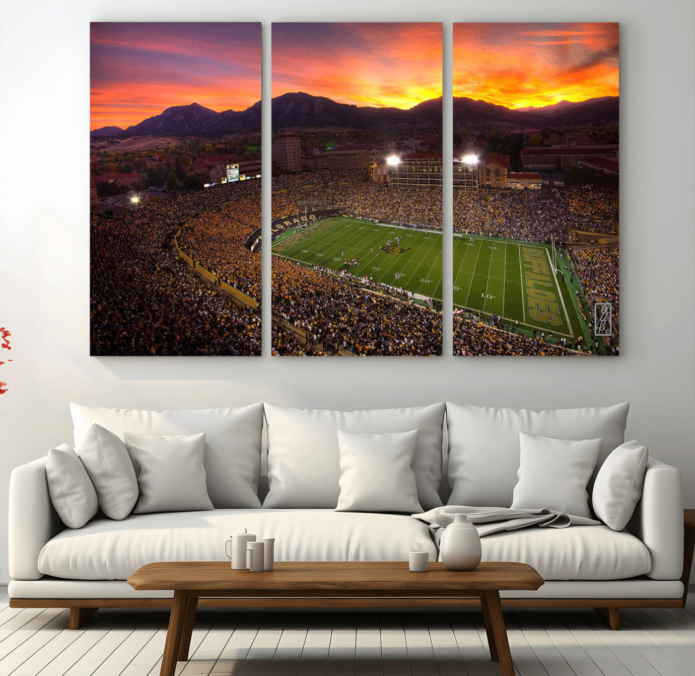 MGV-CV-48X32-3P - Colorado Buffaloes Football Team Print - Boulder Folsom Field Stadium Wall Art Canvas Print