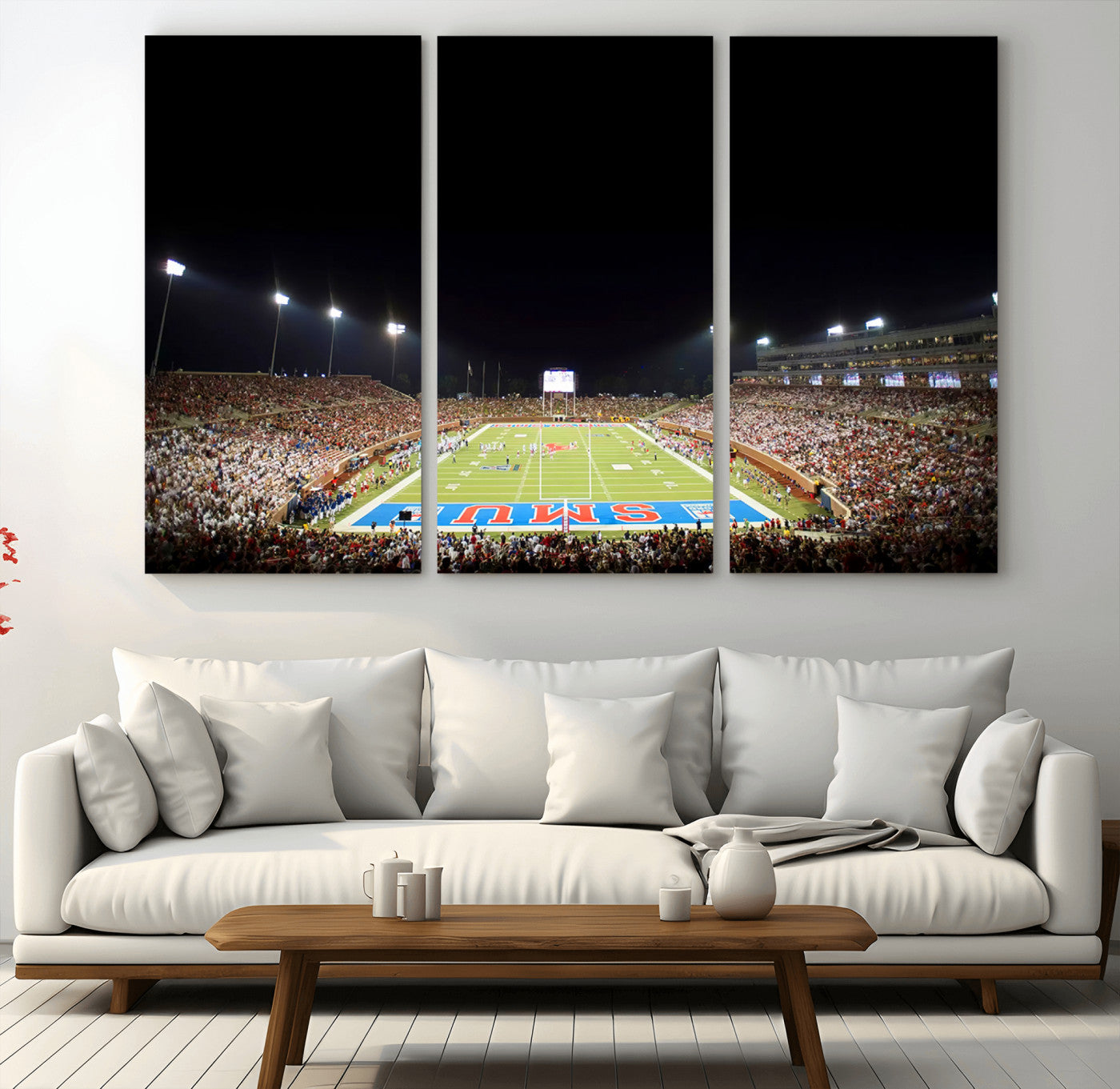 MGV-CV-48X32-3P - SMU Mustangs Football Team Print - Dallas Gerald J. Ford Stadium Wall Art Canvas Print
