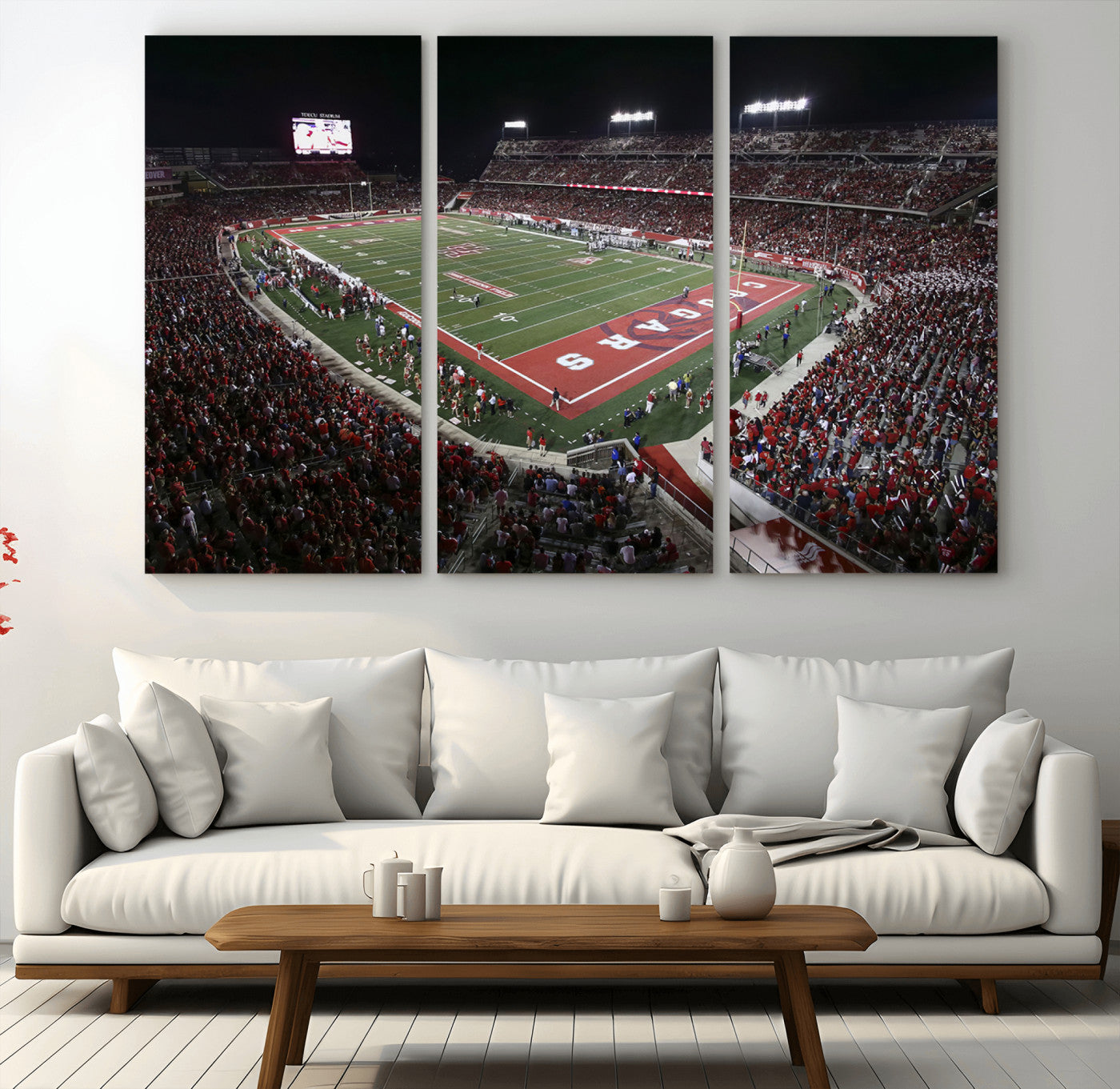 94207-MGV-CV-36X24-Houston Cougars Football Team Print - Houston TDECU Stadium Wall Art Canvas Print
